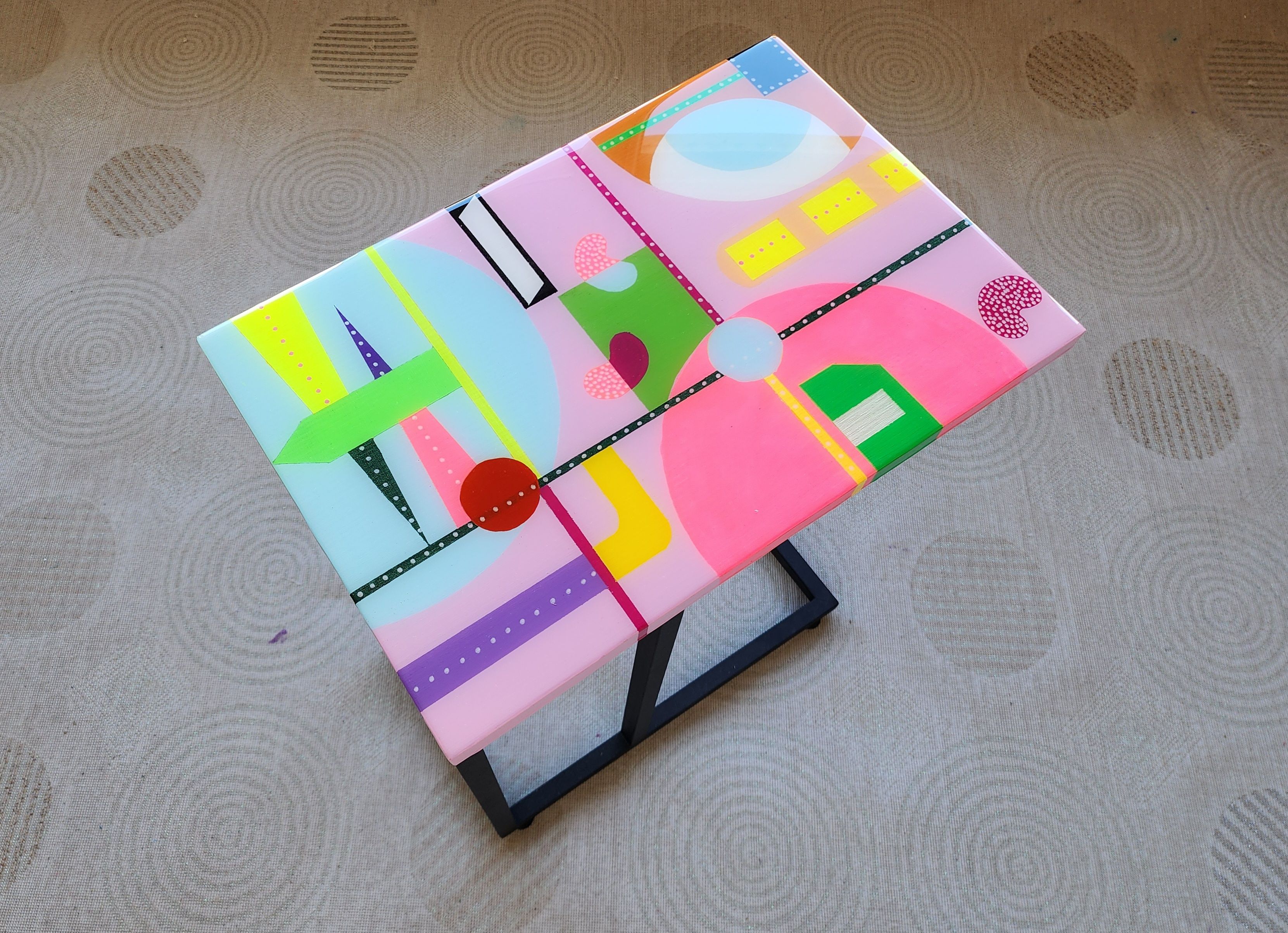 Colorful Cool Pop Art C Shape Couch Table