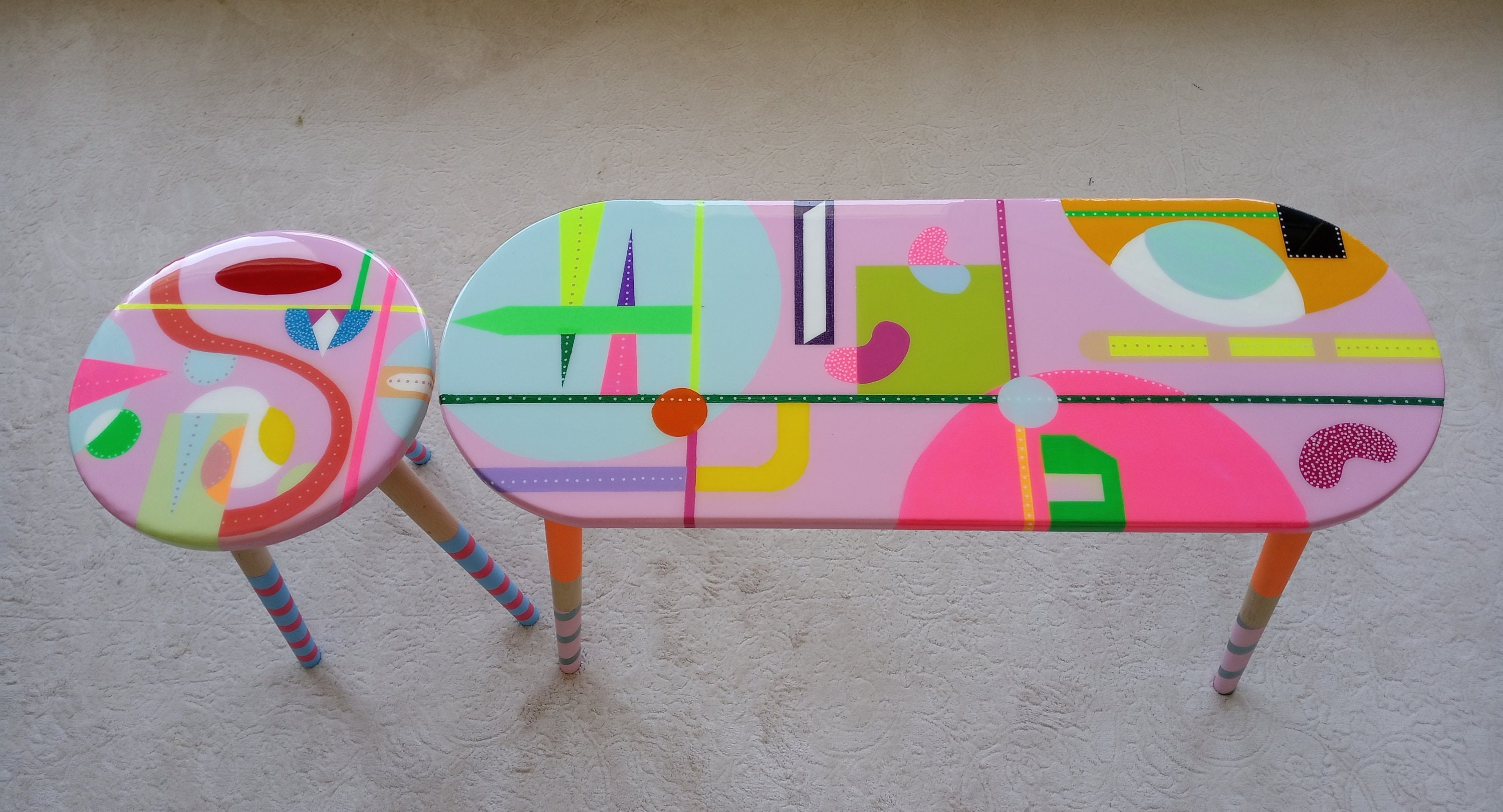 Colorful Abstract Epoxy Resin Side Coffee Tables Mother's Day Gift,Anniversary gift,Cheer Up Gift,Positivity,Thoughtful,Cool Gifts For Her