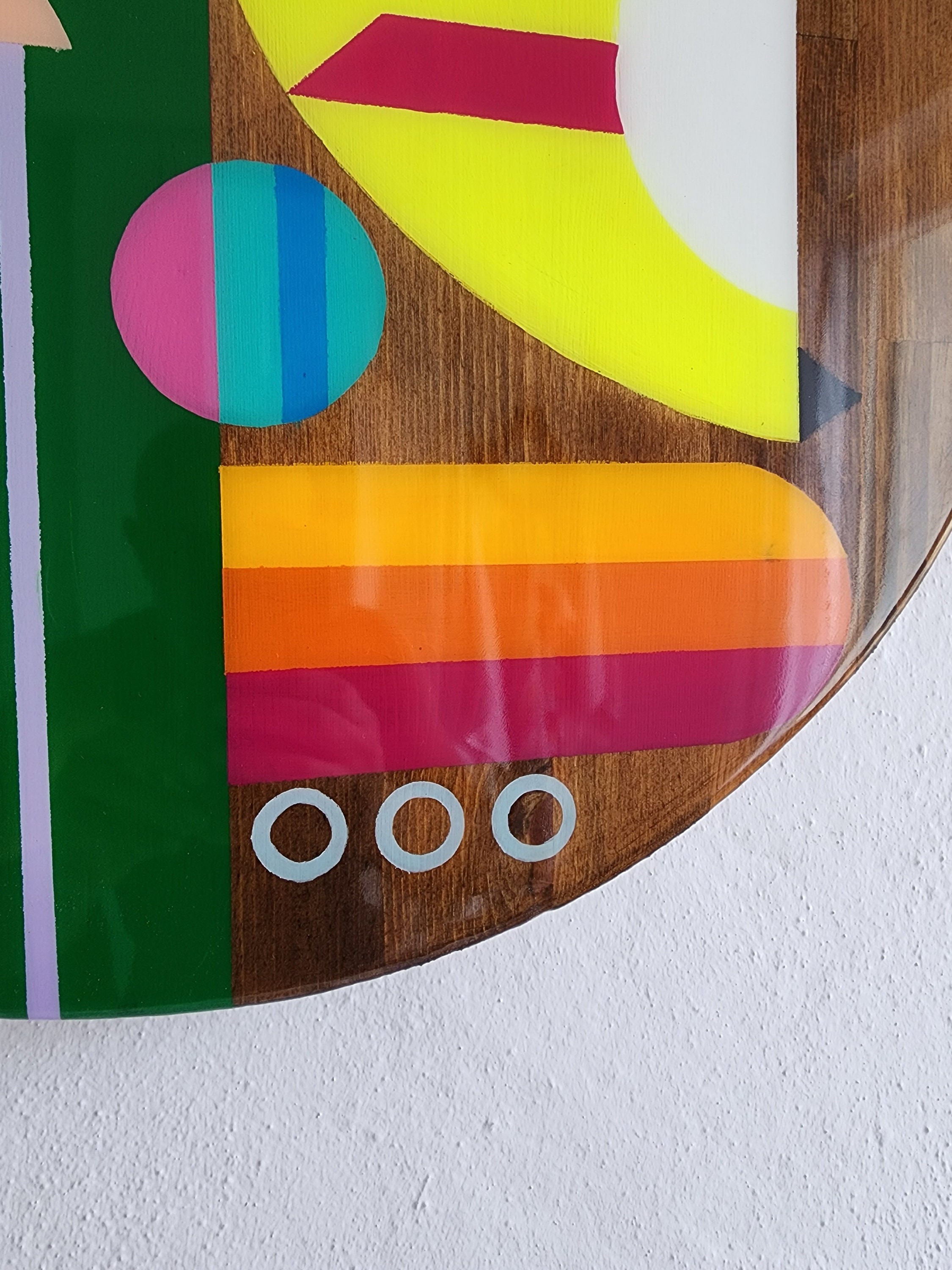 Pop Art Design Modern Funky Resin Wall Decor, Colorful Wall Art Abstract Cool Groovy Quirky Vibrant Wooden Vintage Rainbow Epoxy Wall Decor