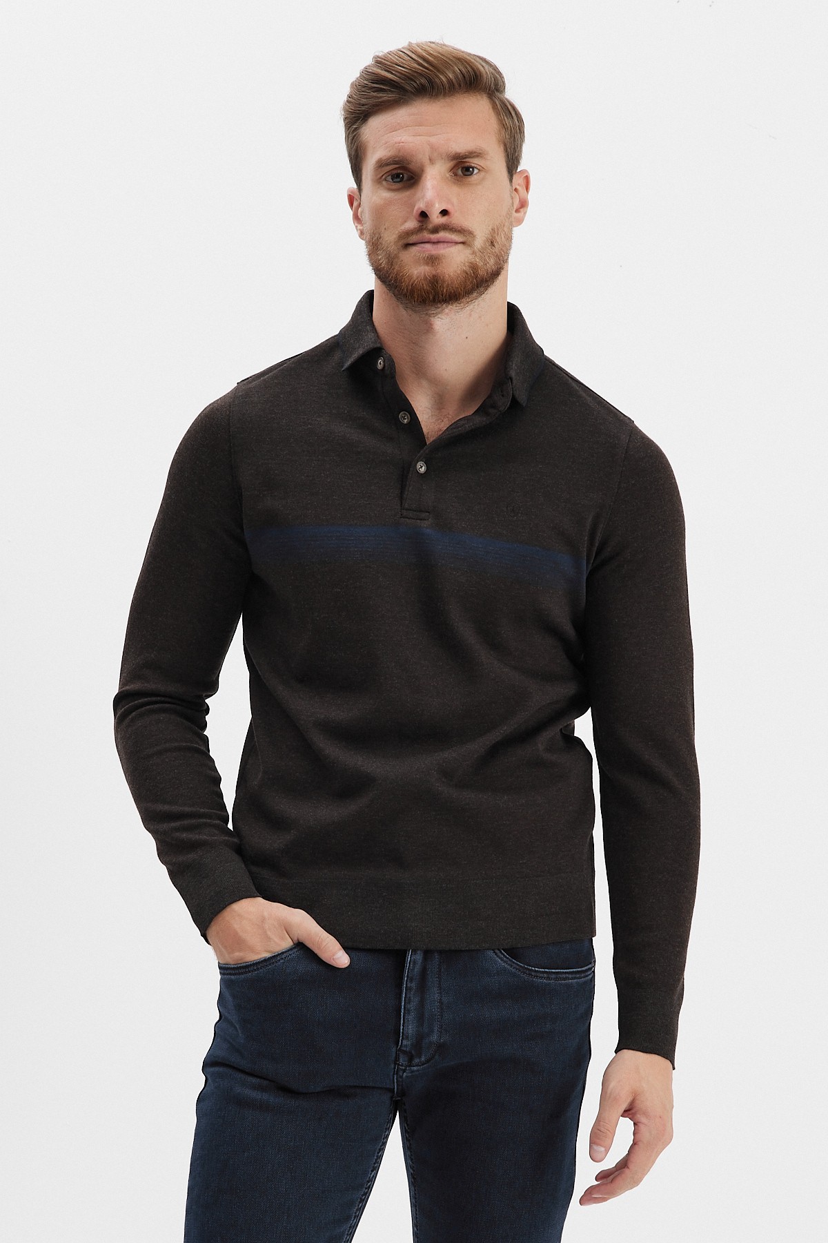 Erkek Polo Yaka Sweatshirt	