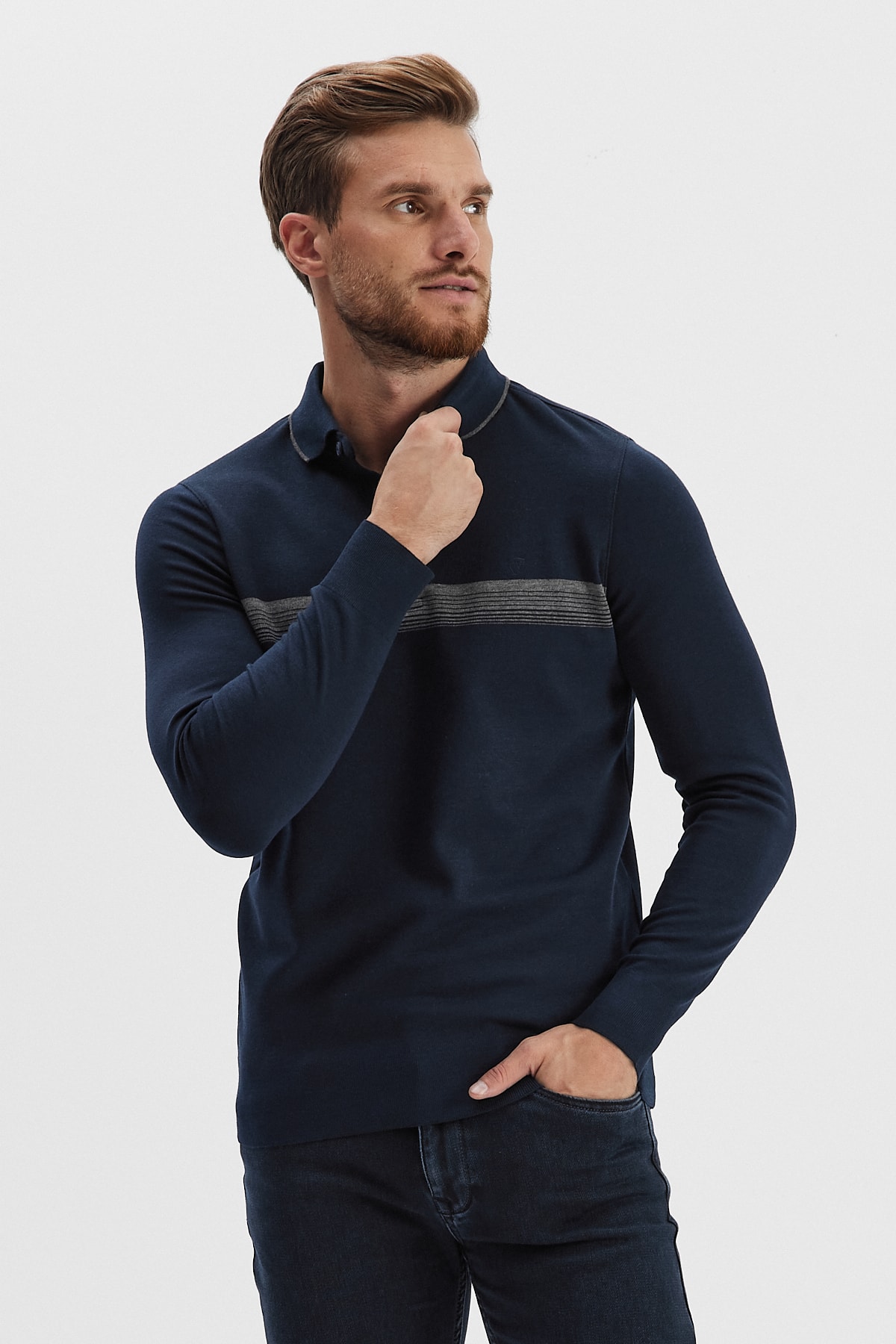 Erkek Polo Yaka Sweatshirt	