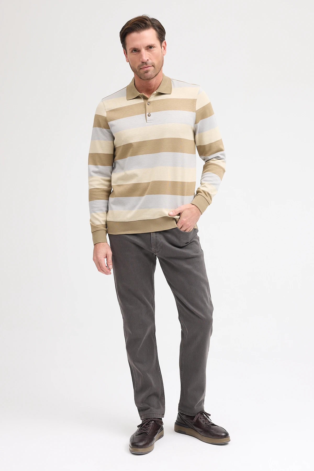 Erkek Polo Yaka Uzun Kol Sweatshirt