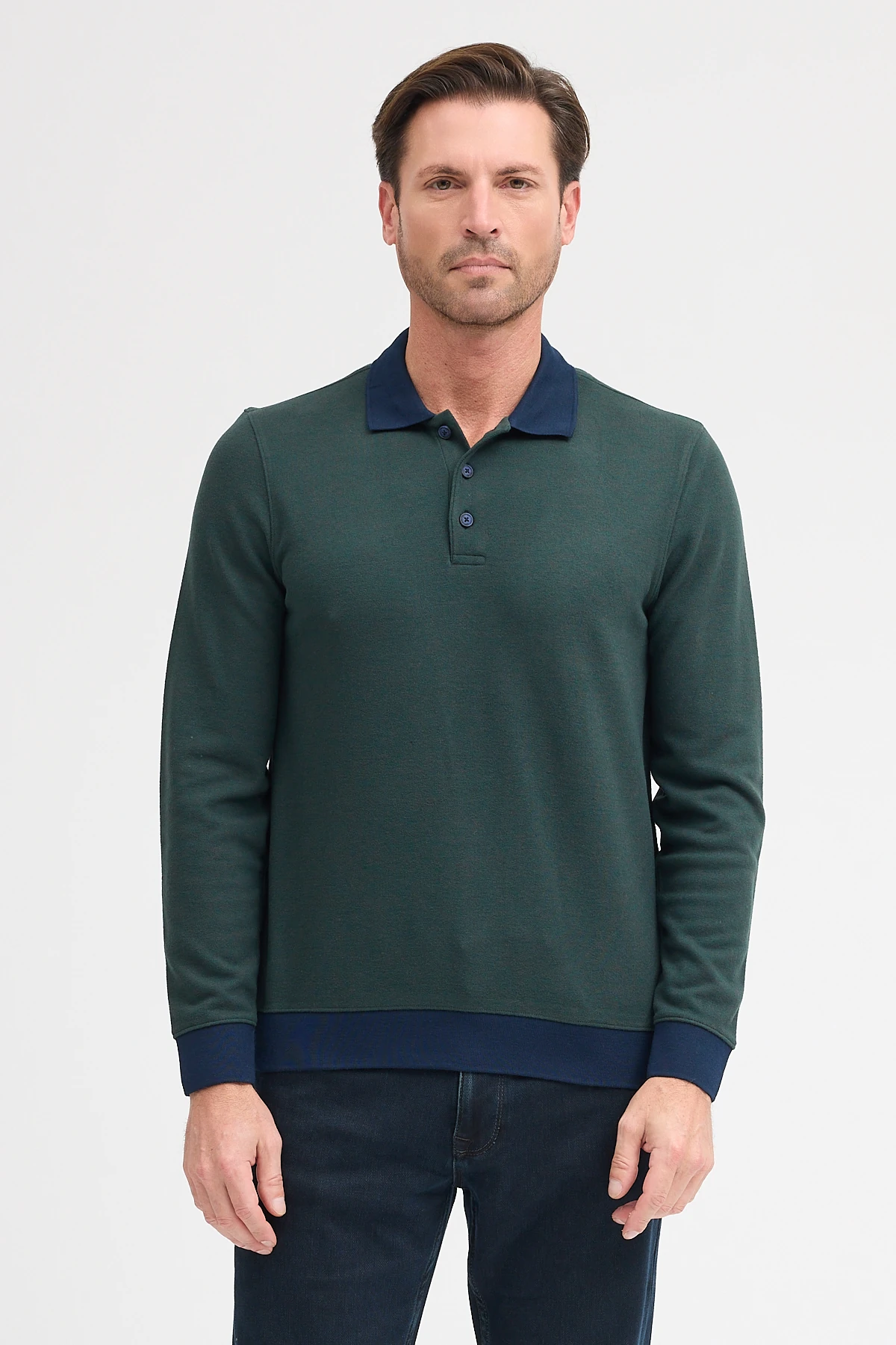 Erkek Polo Yaka Uzun Kol Sweatshirt