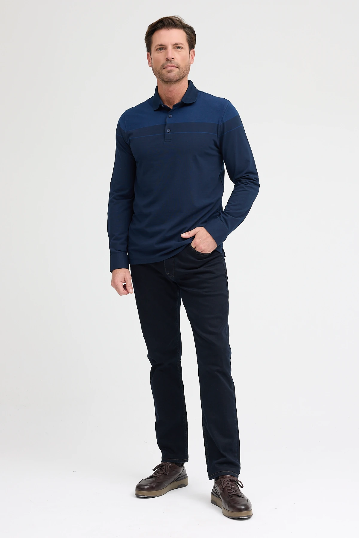 Erkek Polo Yaka Uzun Kol Sweatshirt