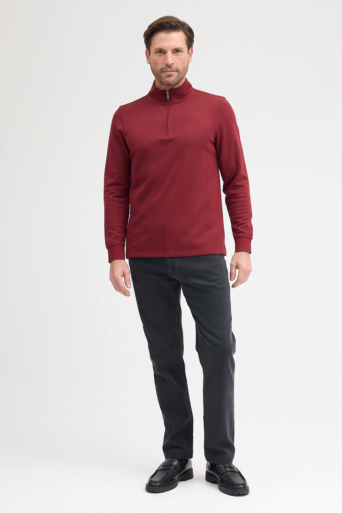 Erkek Dik Yaka Fermuarlı Sweatshirt