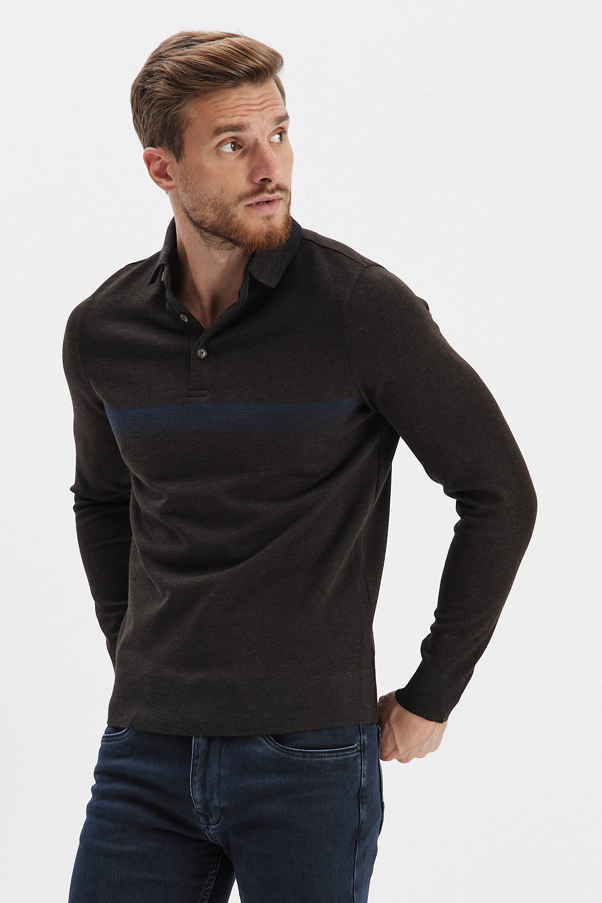 Erkek Polo Yaka Sweatshirt	