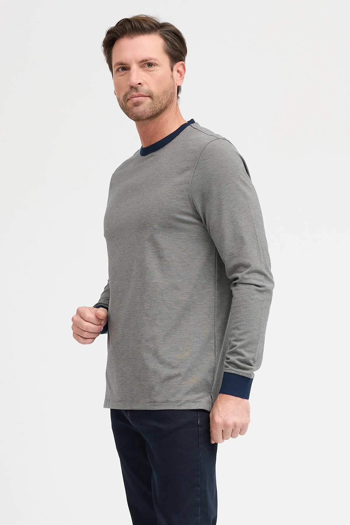 Erkek Bisiklet Yaka Uzun Kol Sweatshirt