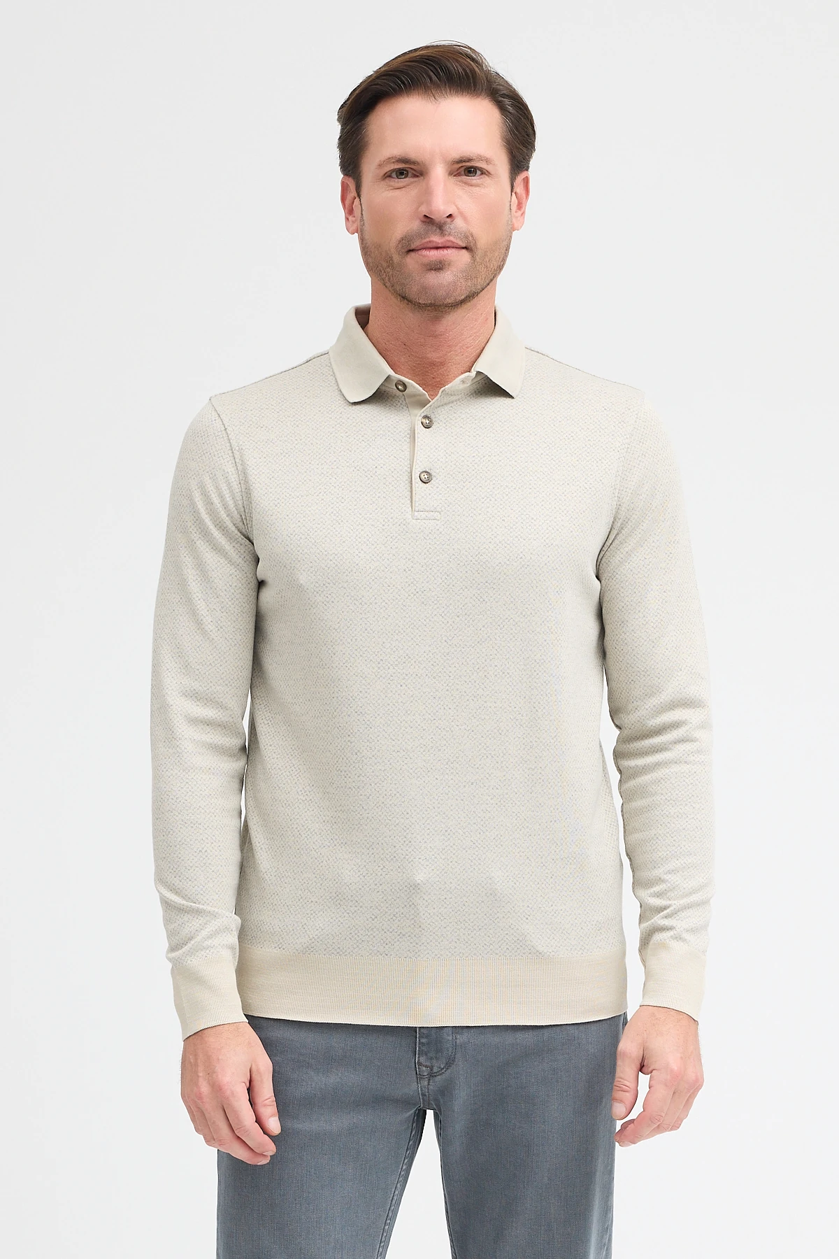 Erkek Polo Yaka Uzun Kol Sweatshirt