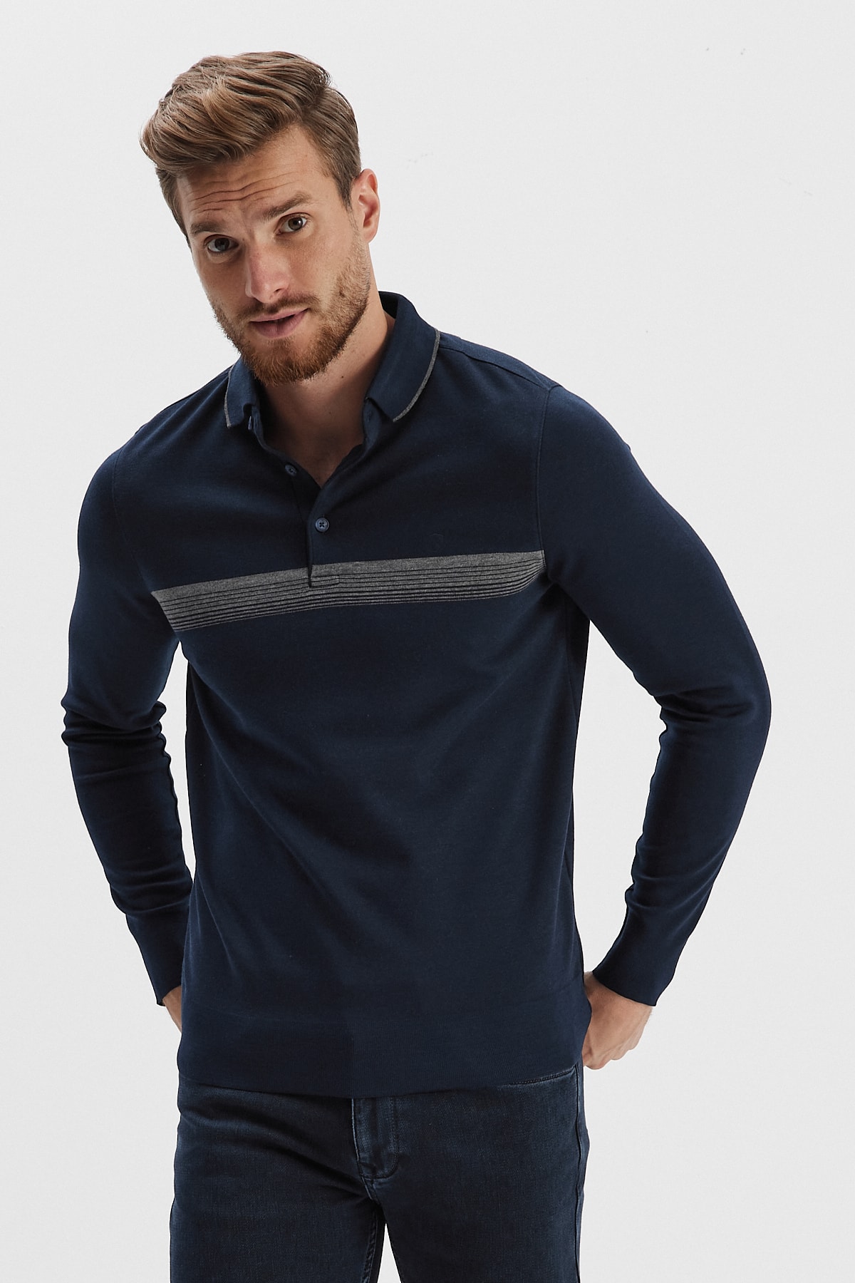 Erkek Polo Yaka Sweatshirt	