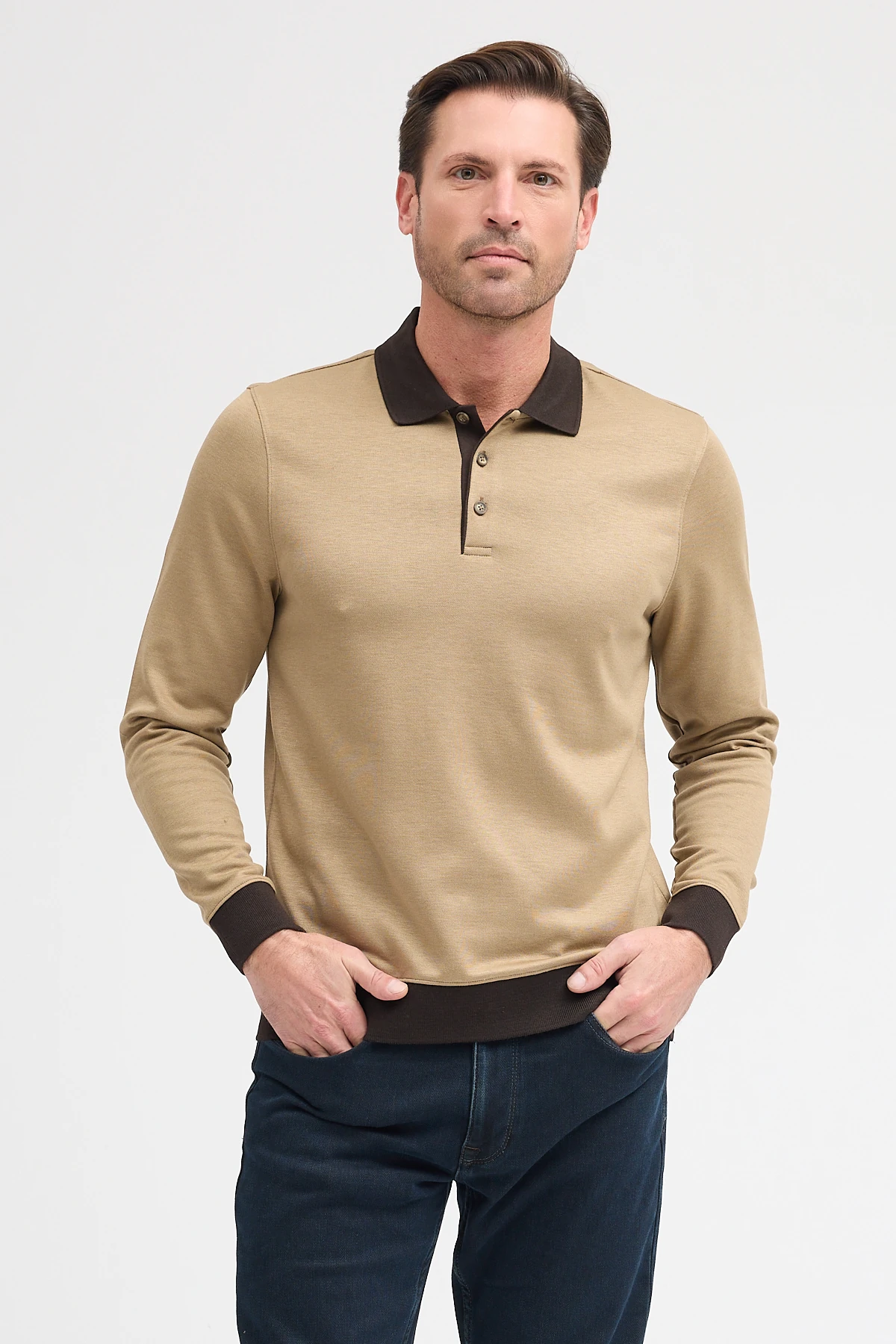 Erkek Polo Yaka Uzun Kol Sweatshirt