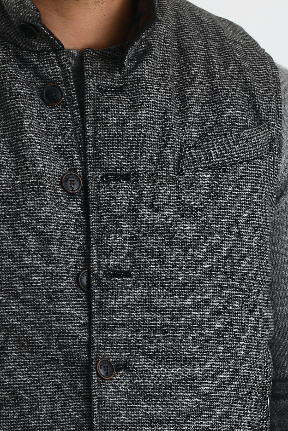 Erkek Dik Yaka Düğmeli Çift Taraflı Yelek