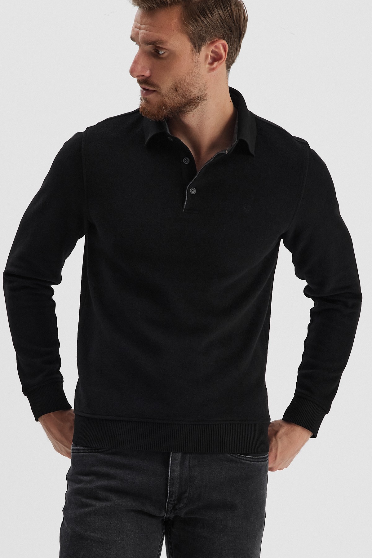 Erkek Polo Yaka Sweatshirt