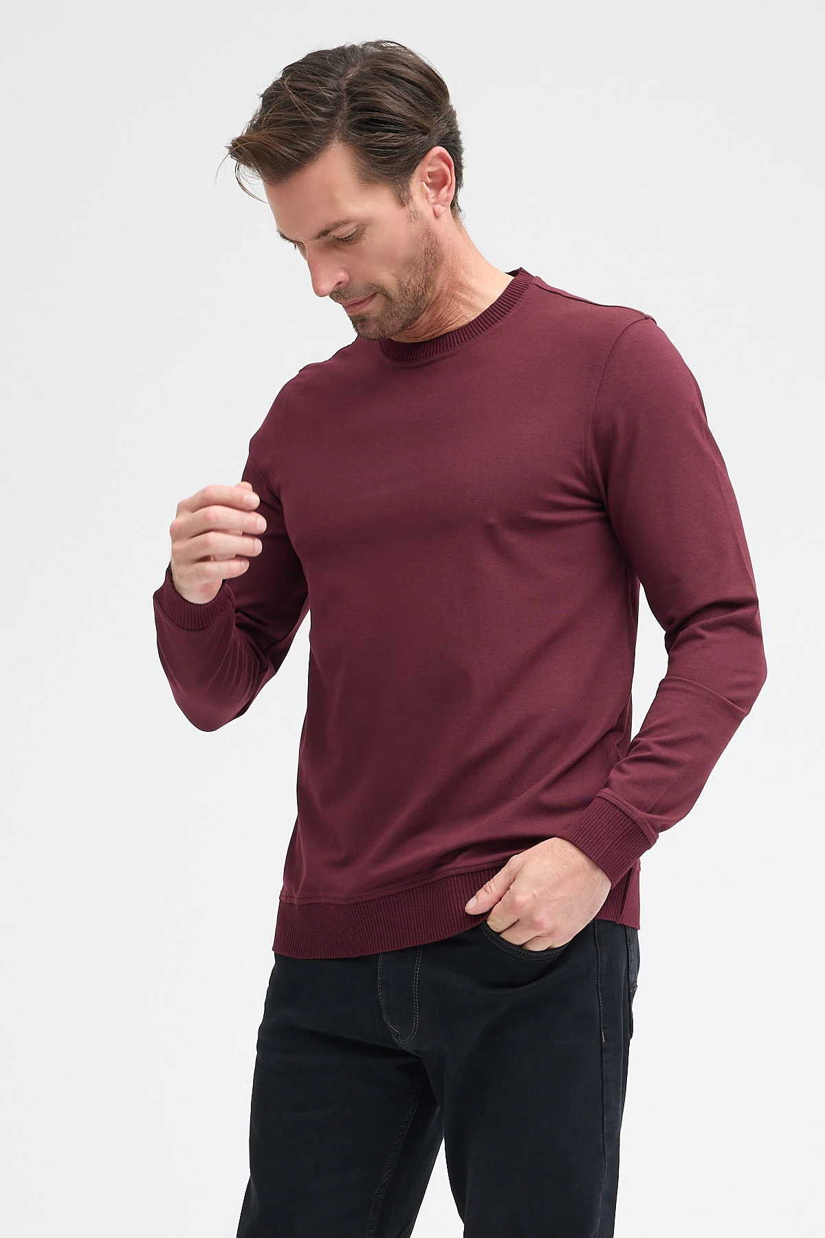 Erkek Bisiklet Yaka Uzun Kol Sweatshirt