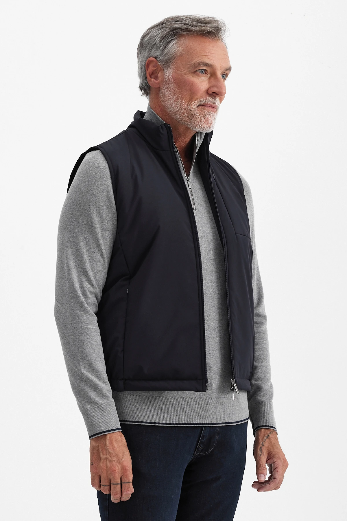 Erkek Dik Yaka Fermuarlı Yelek