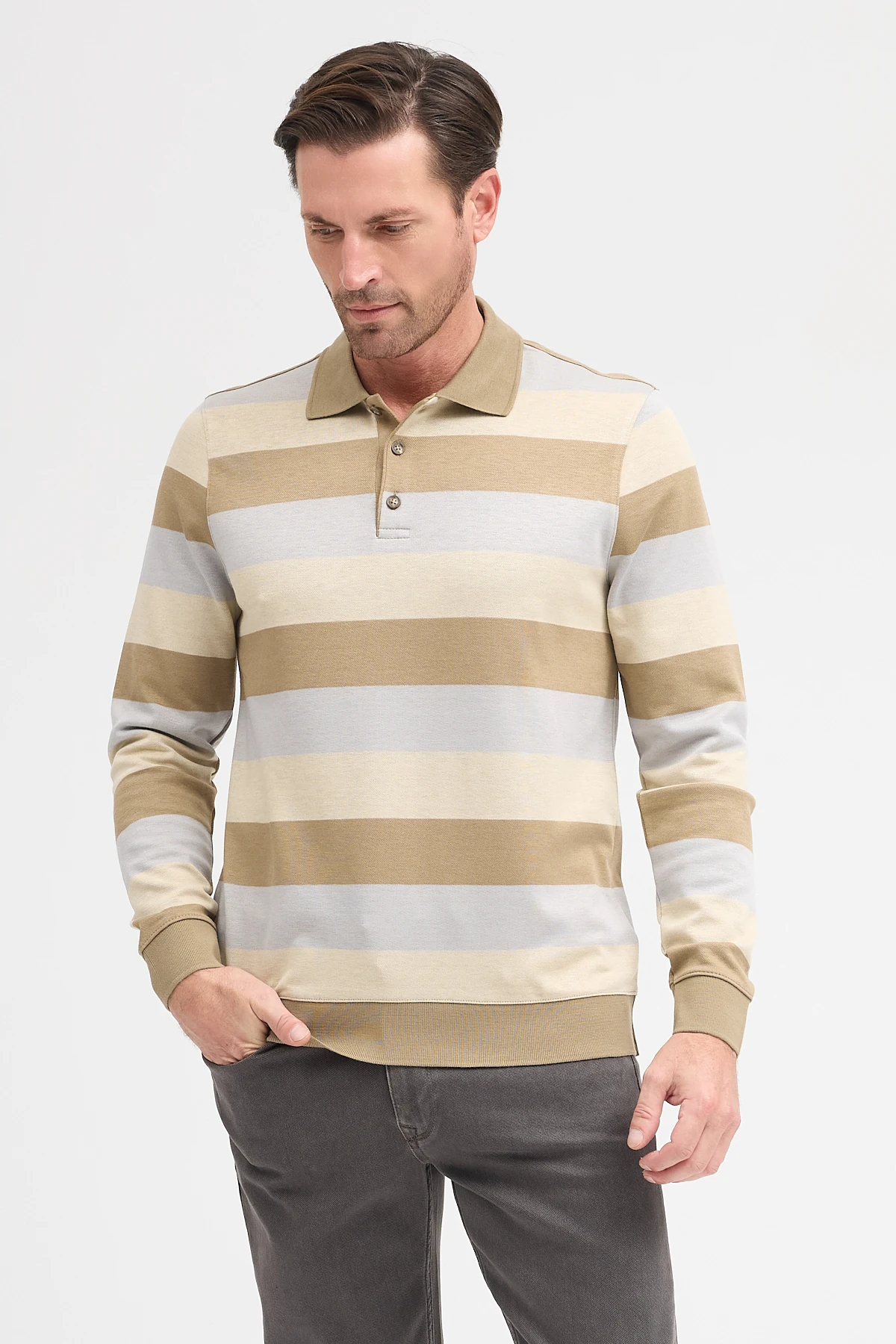 Erkek Polo Yaka Uzun Kol Sweatshirt