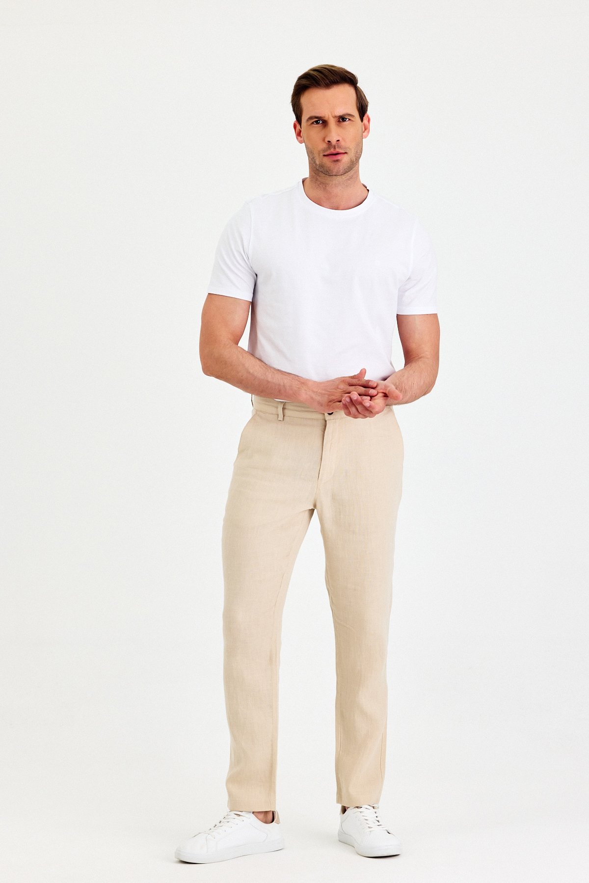 Yan Cep Keten Chino Pantolon