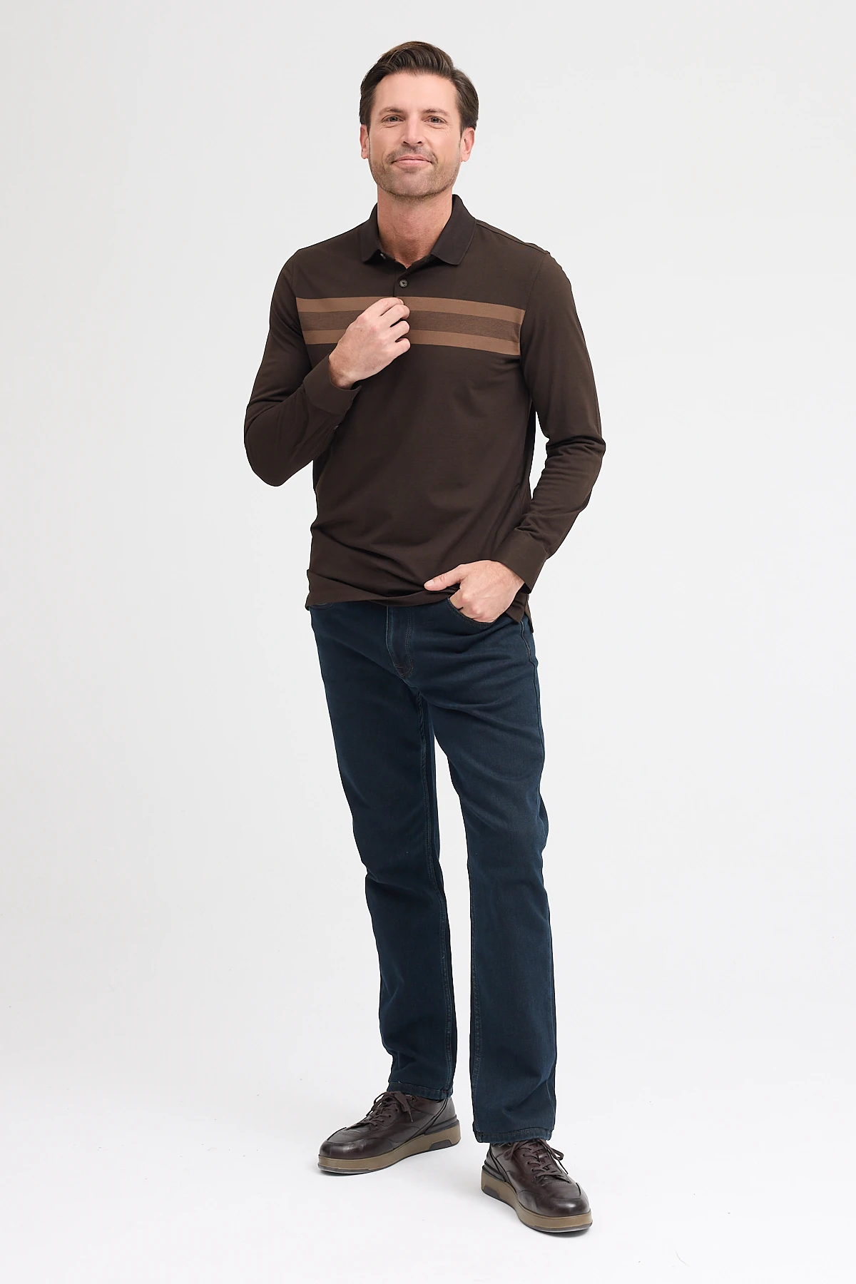 Erkek Polo Yaka Uzun Kol Sweatshirt