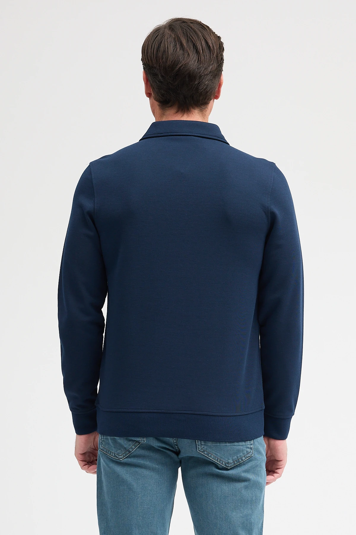 Erkek Polo Yaka Cepli Uzun Kol Sweatshirt