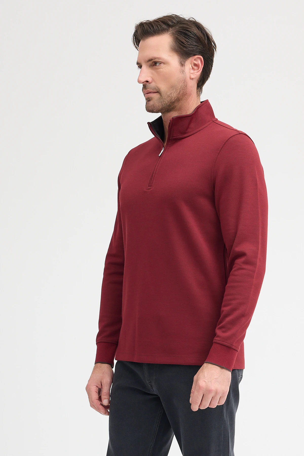 Erkek Dik Yaka Fermuarlı Sweatshirt