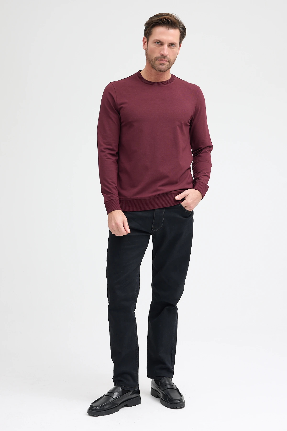 Erkek Bisiklet Yaka Uzun Kol Sweatshirt