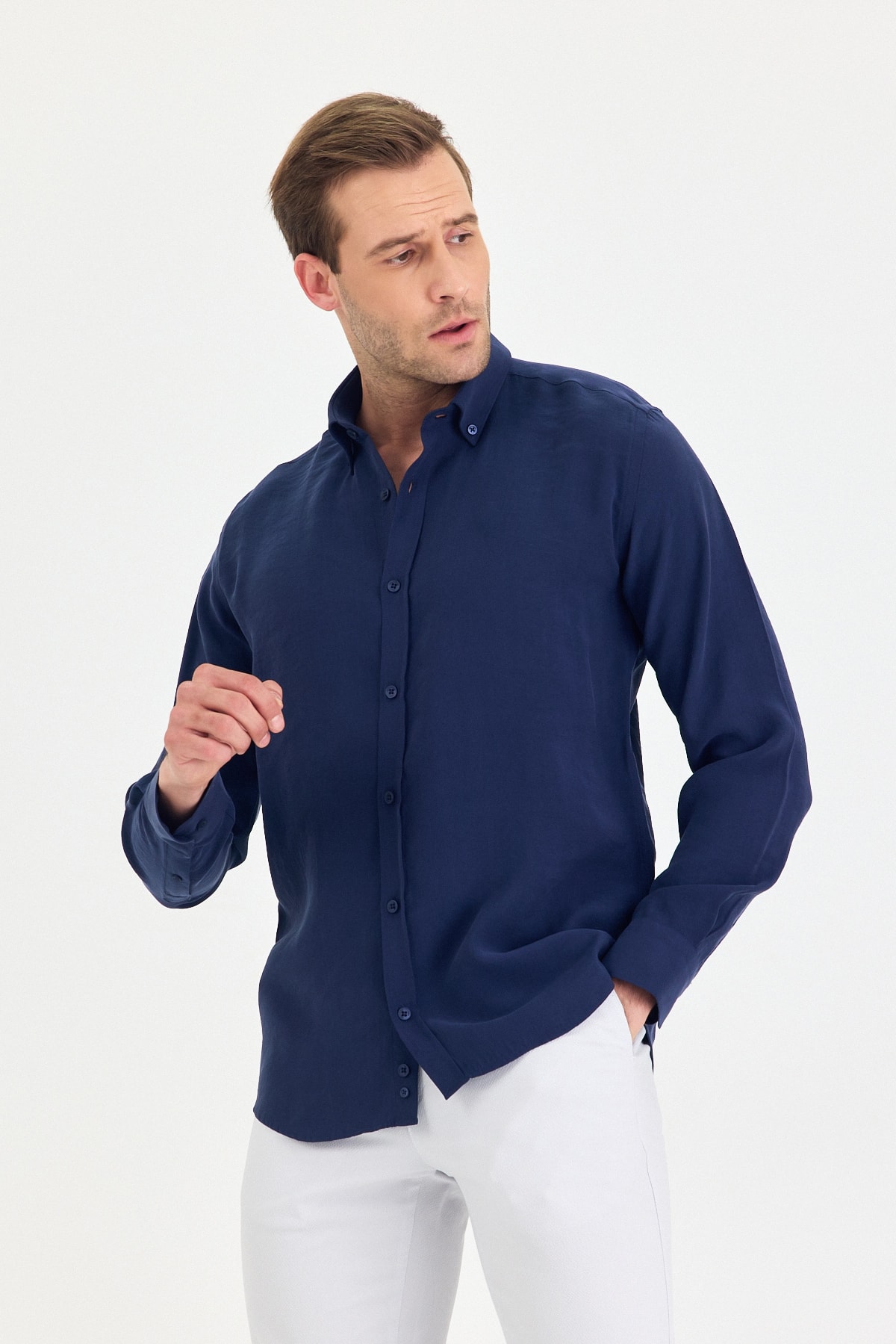 Uzun Kol Lyocell Gömlek