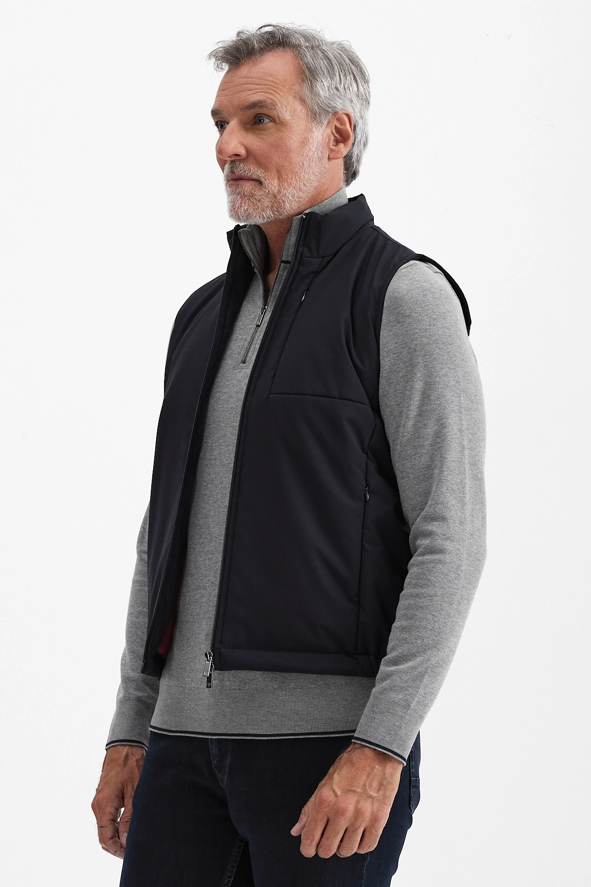 Erkek Dik Yaka Fermuarlı Yelek