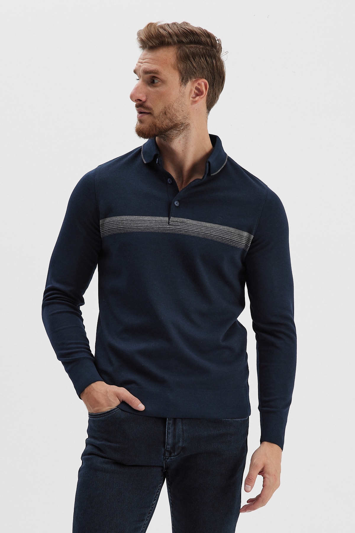 Erkek Polo Yaka Sweatshirt	