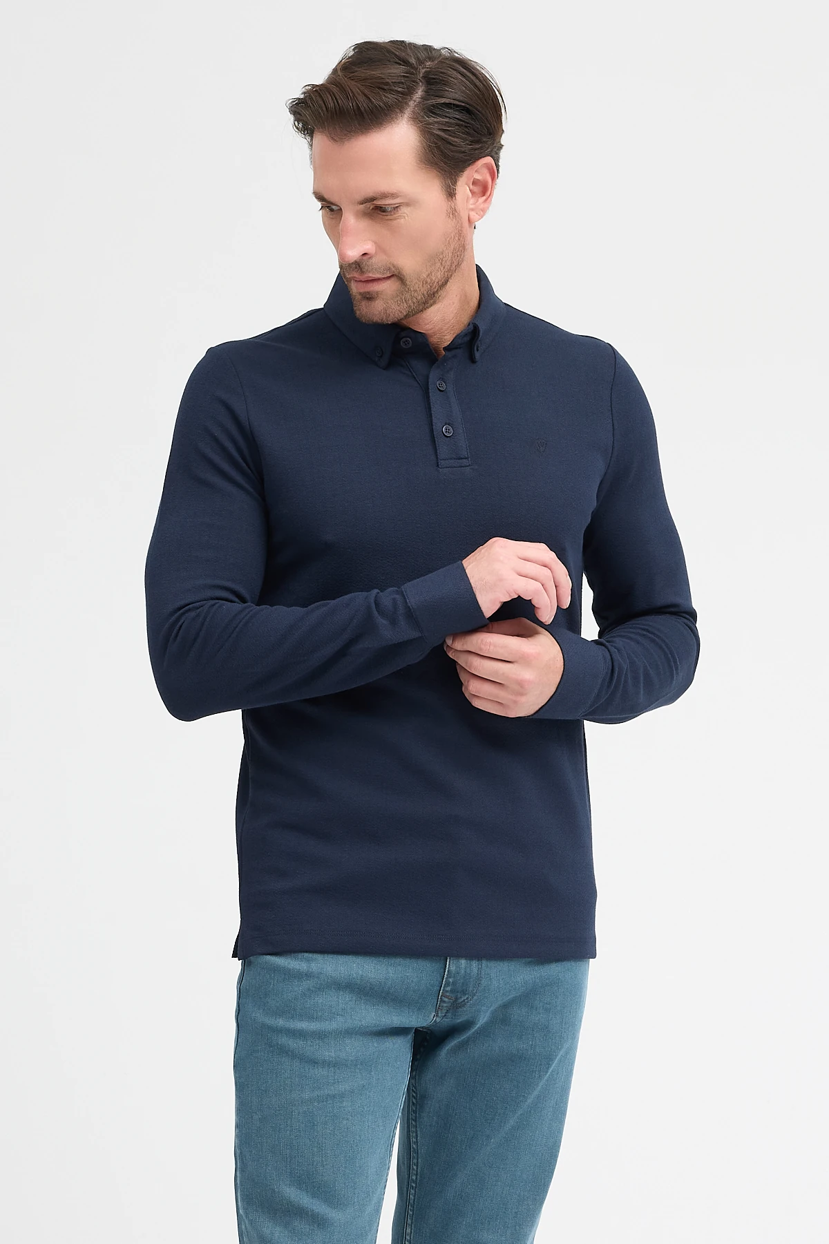 Erkek Polo Yaka Uzun Kol Sweatshırt