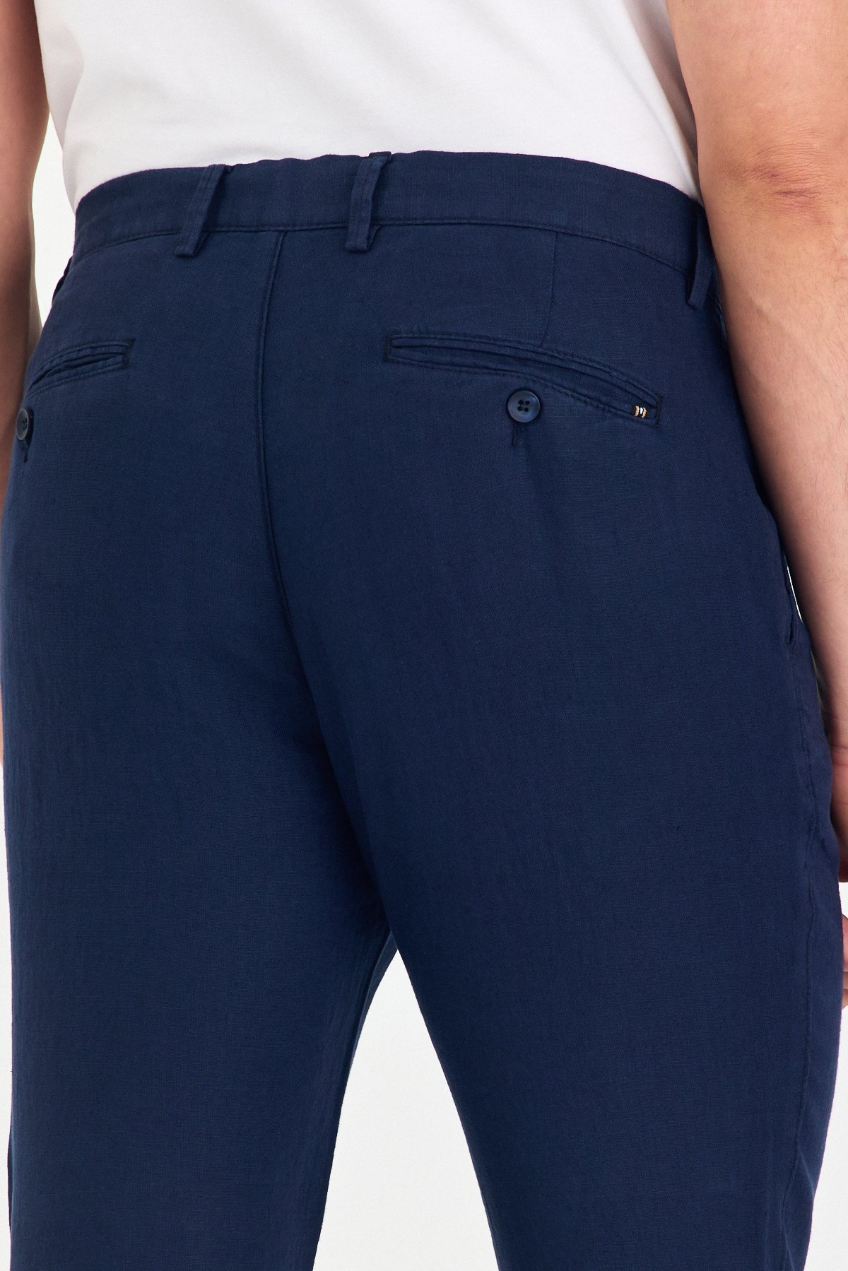 Yan Cep Keten Chino Pantolon