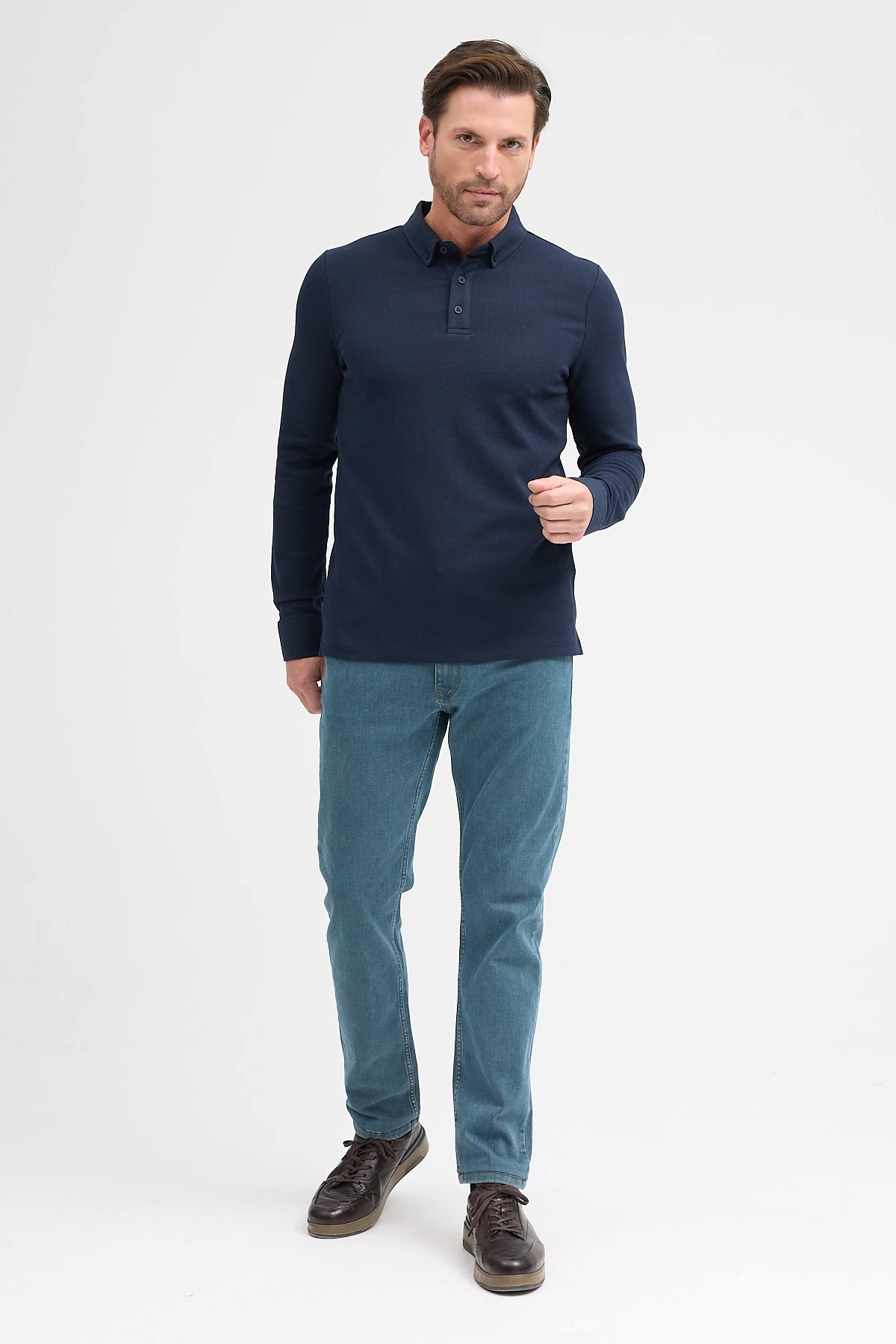 Erkek Polo Yaka Uzun Kol Sweatshırt