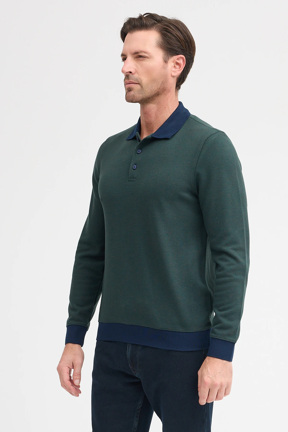 Erkek Polo Yaka Uzun Kol Sweatshirt