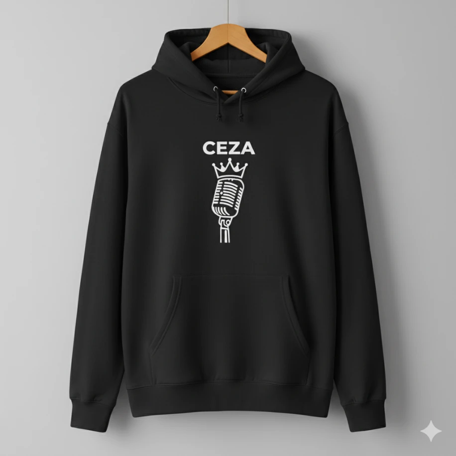 Ceza Kral Mikrofon Siyah Sweatshirt - Rap Müzik Tasarım