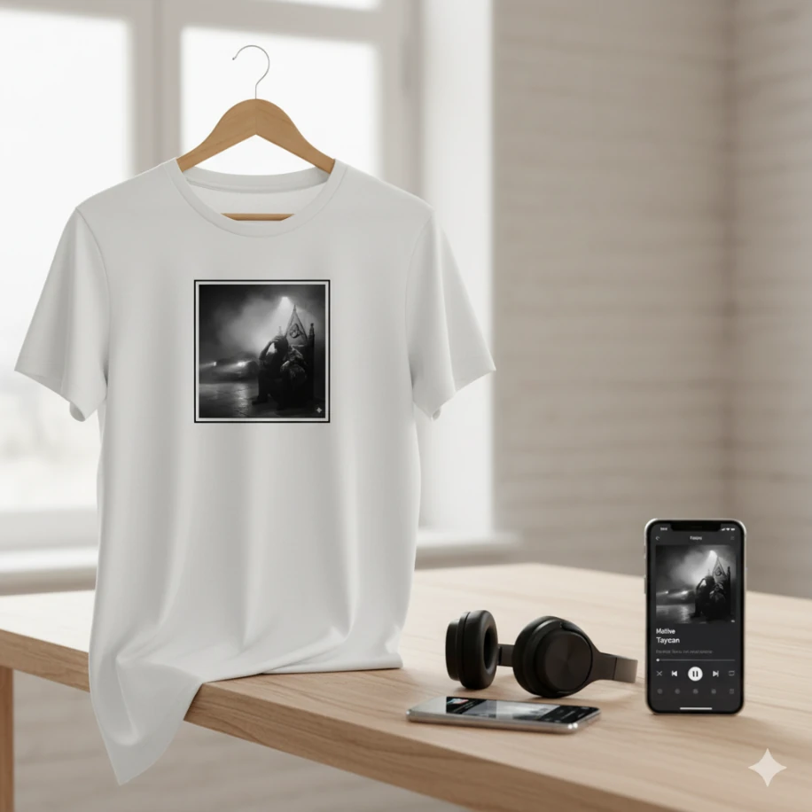 Motive Taycan Albüm Esintili Premium Beyaz T-shirt