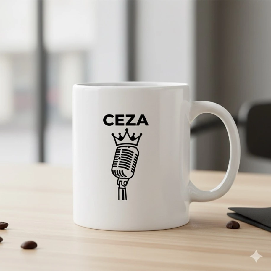 Ceza Kral Mikrofon Beyaz Kupa Bardak