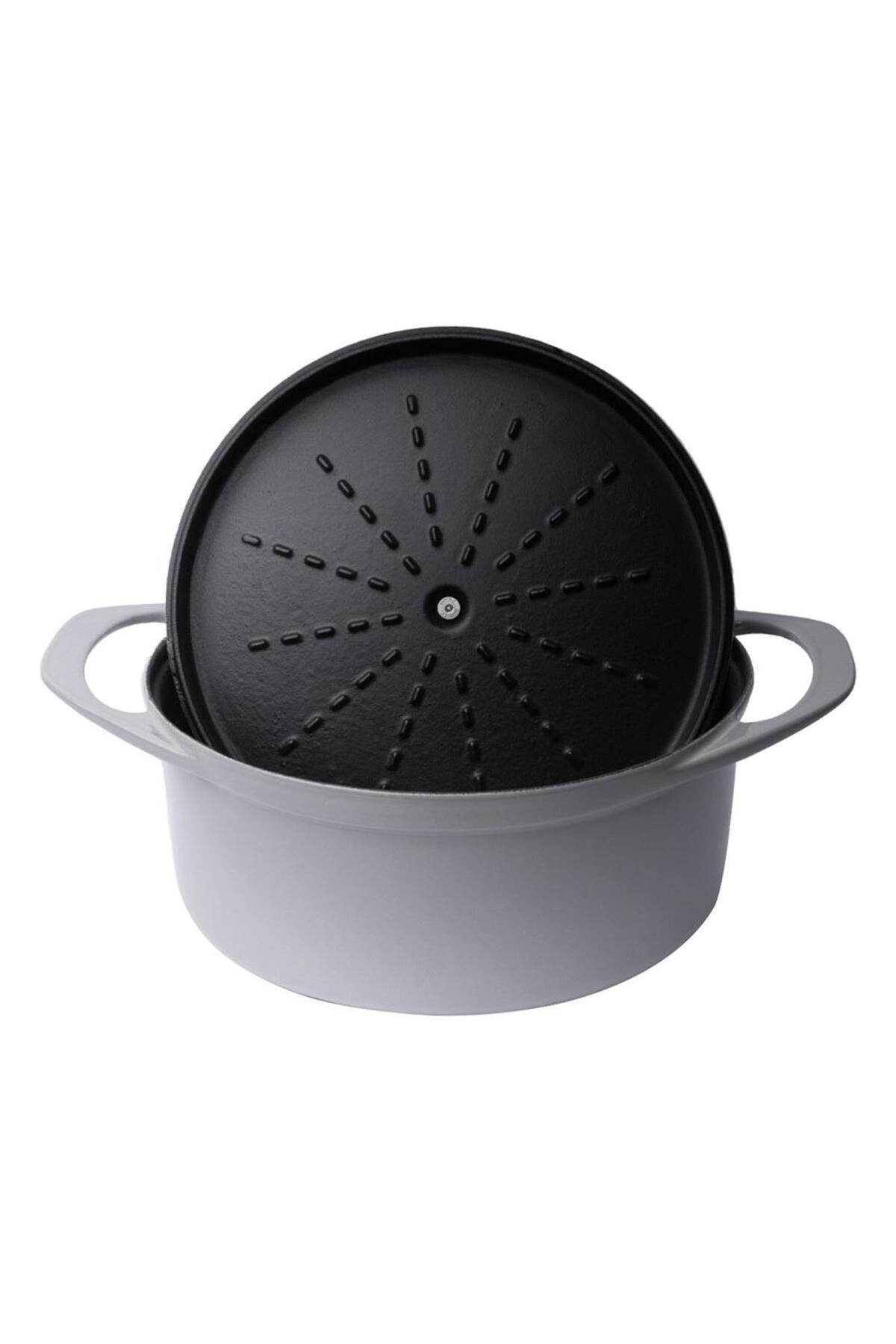 Potart Stone Gri Derin Döküm Tencere 28 Cm