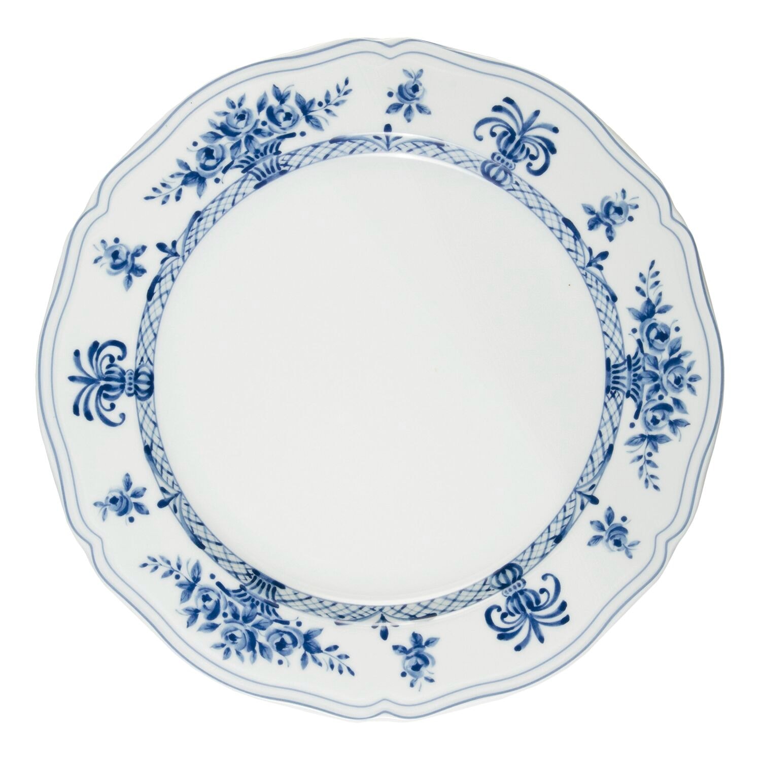 Neos Anthiros - Beyaz ve Mavi Yemek Tabağı - 26 CM