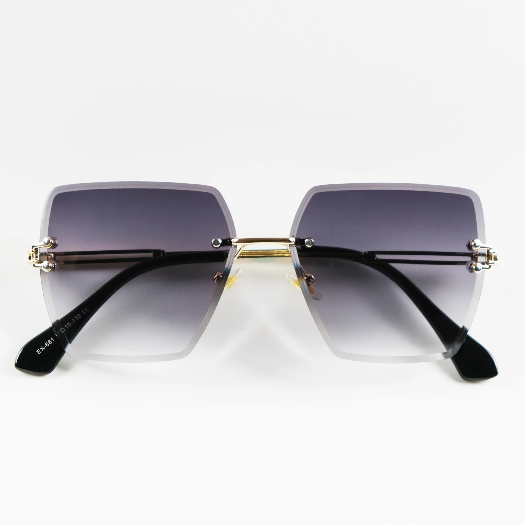 Kare Kristal Güneş Gözlüğü - Degrade Siyah