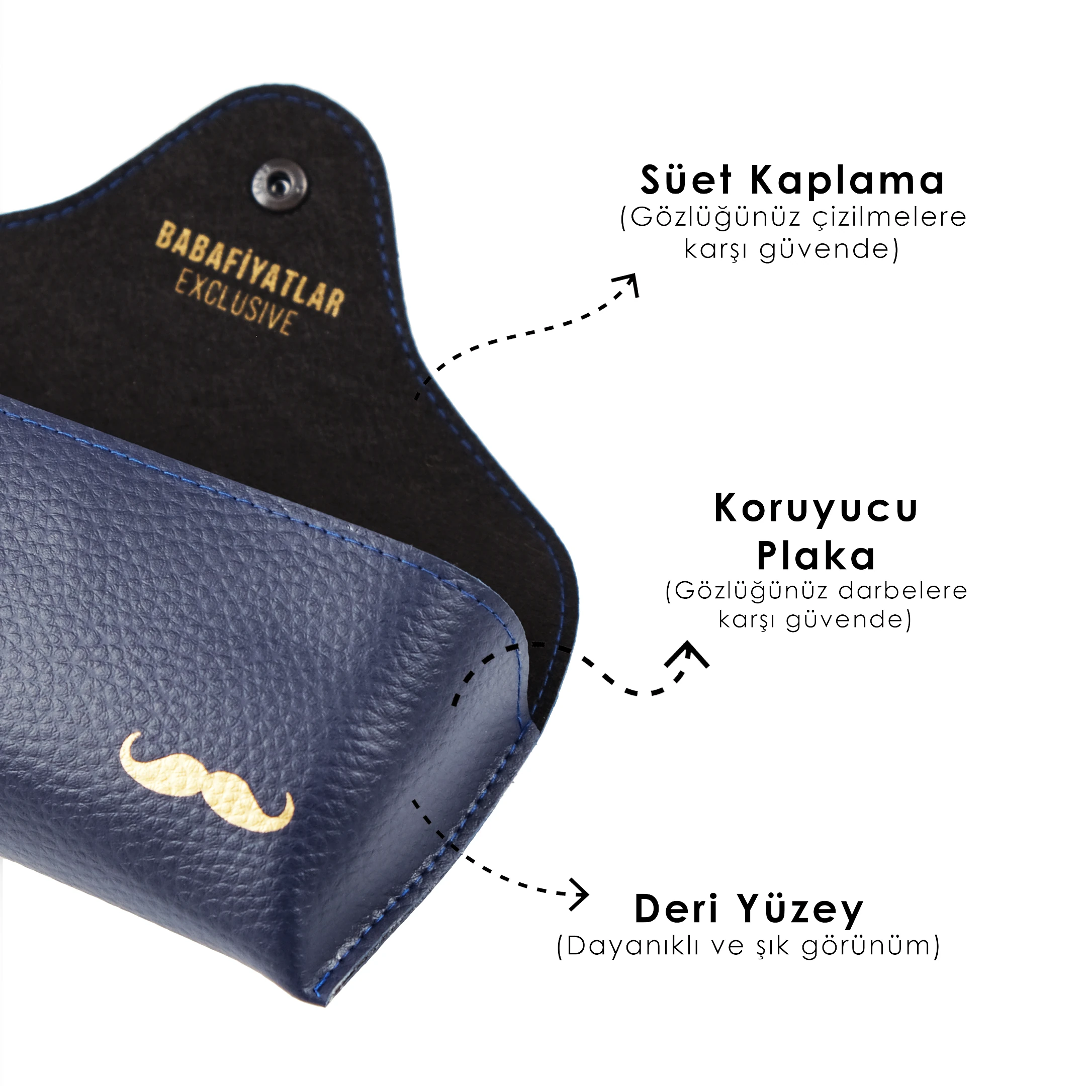 Klasik Lacivert Deri Gözlük Kabı