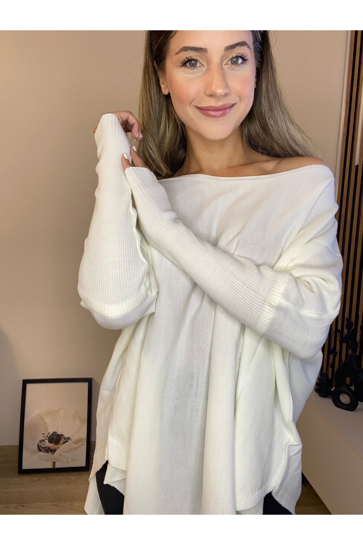 Yarasa Kol Triko Kayık yaka