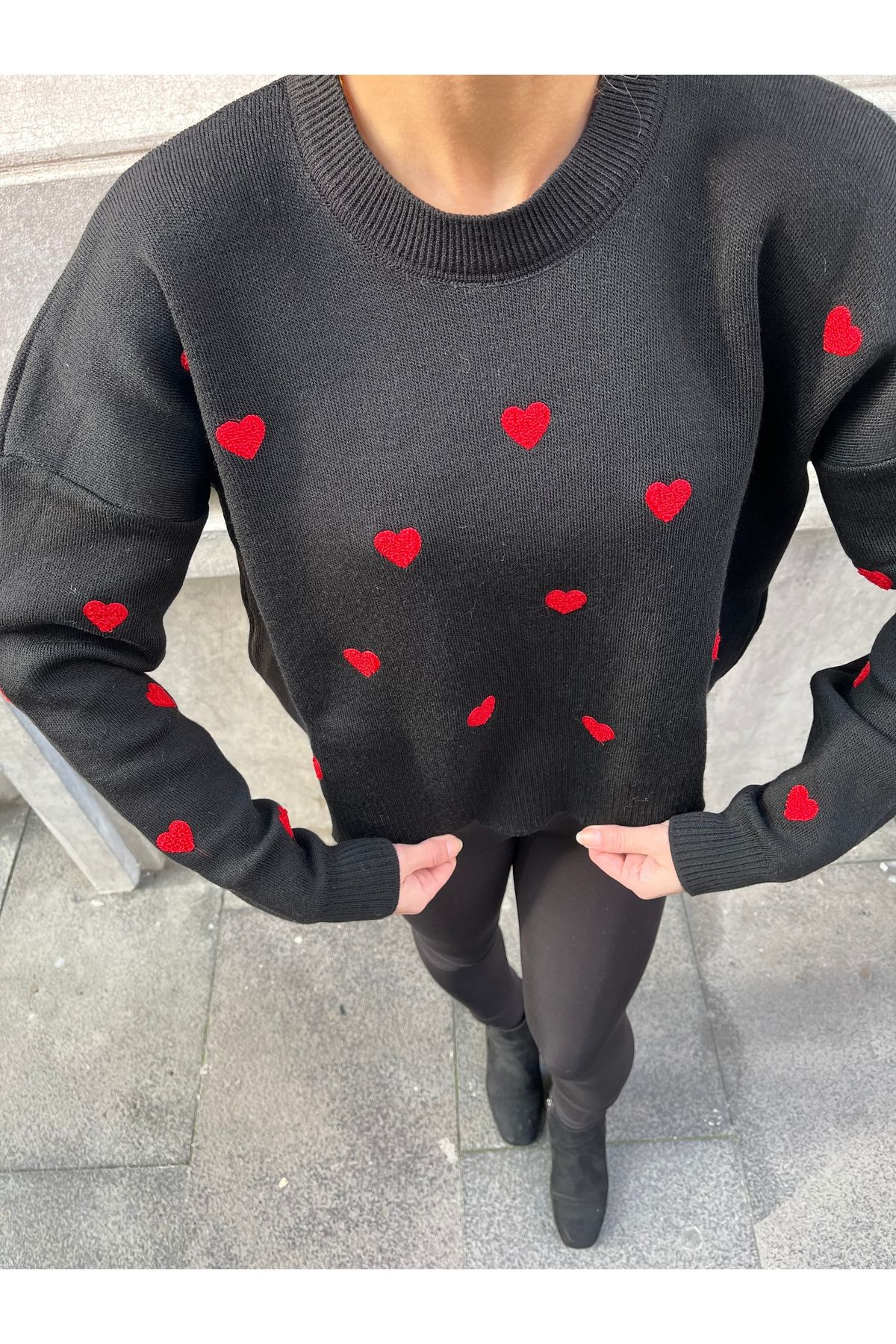 Kalp Nakışlı Kazak