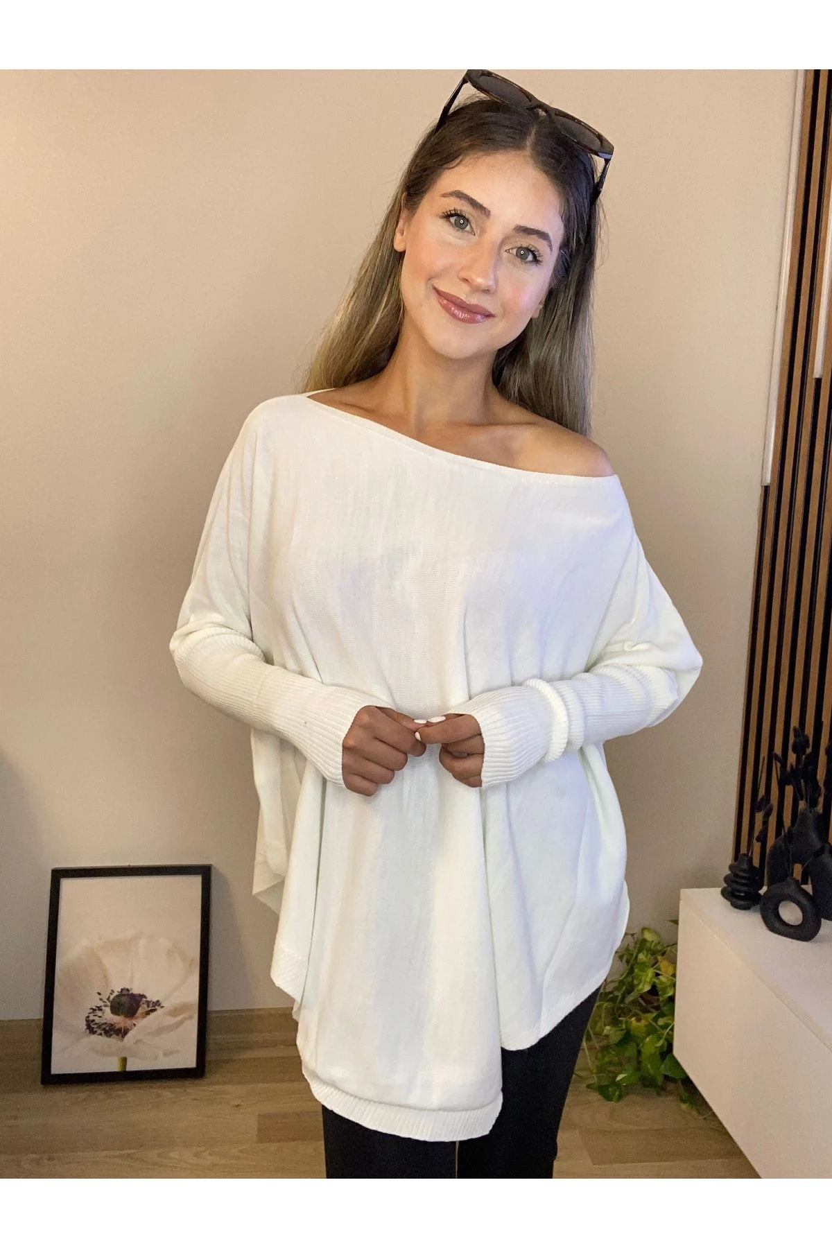 Yarasa Kol Triko Kayık yaka