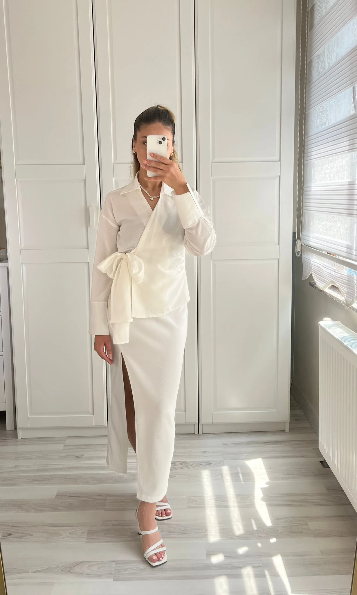 Kruvaze Bağlamalı Duble manşet gömlek 