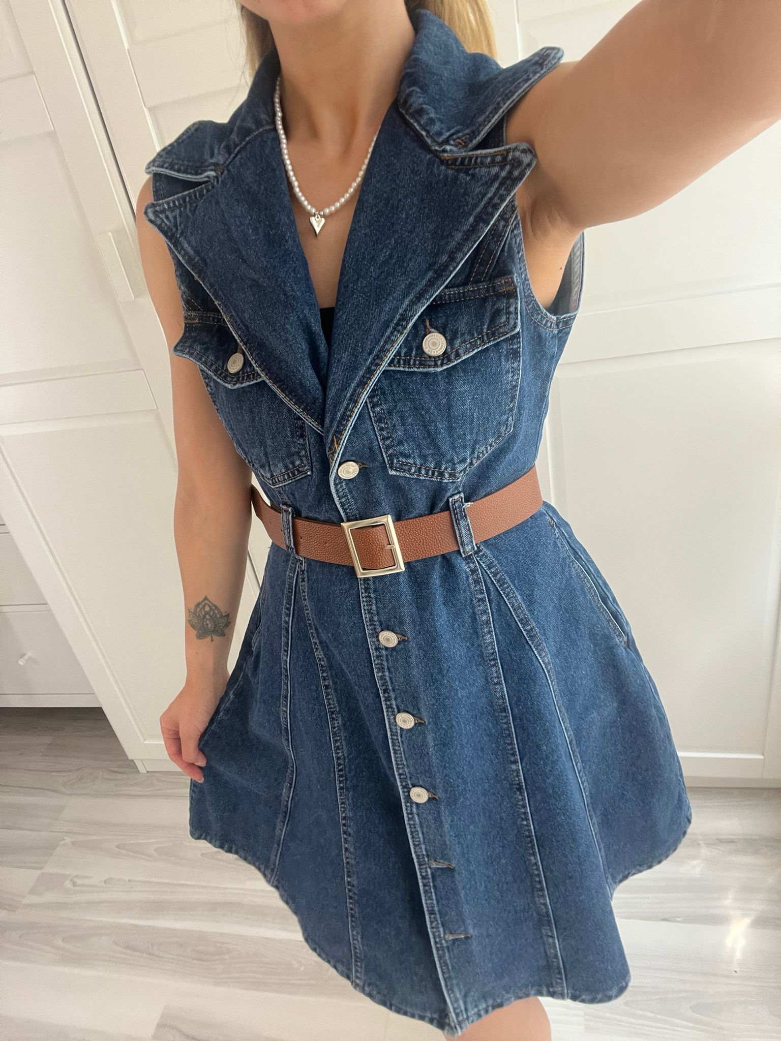 Bebe yaka denim elbise 