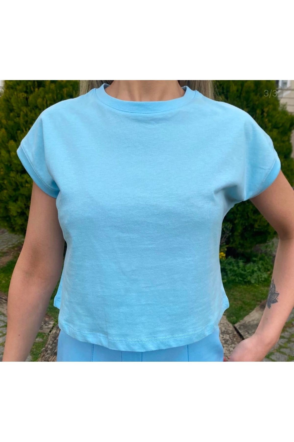 Crop Düz Renk Bluz