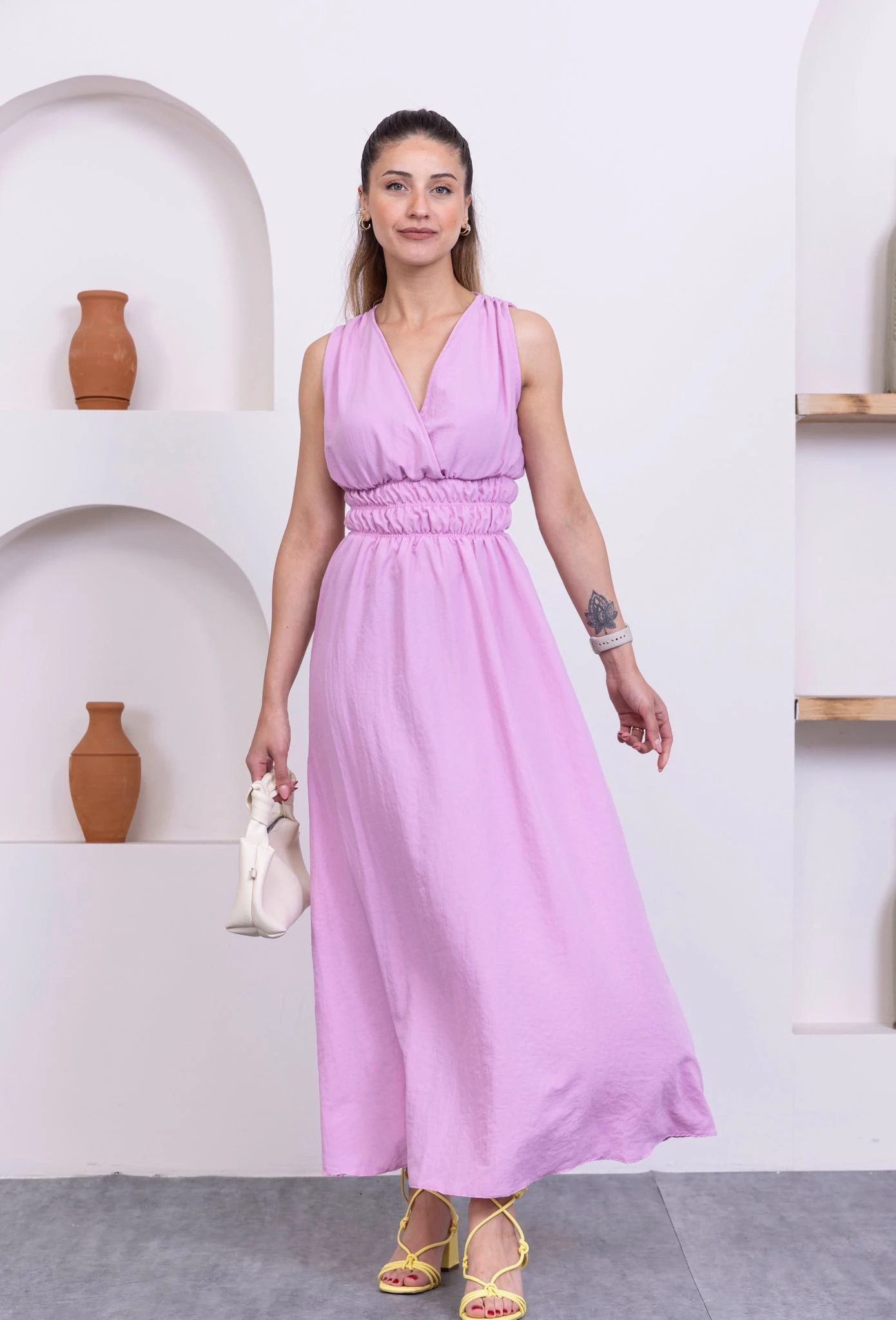 Lila Elbise midi boy 