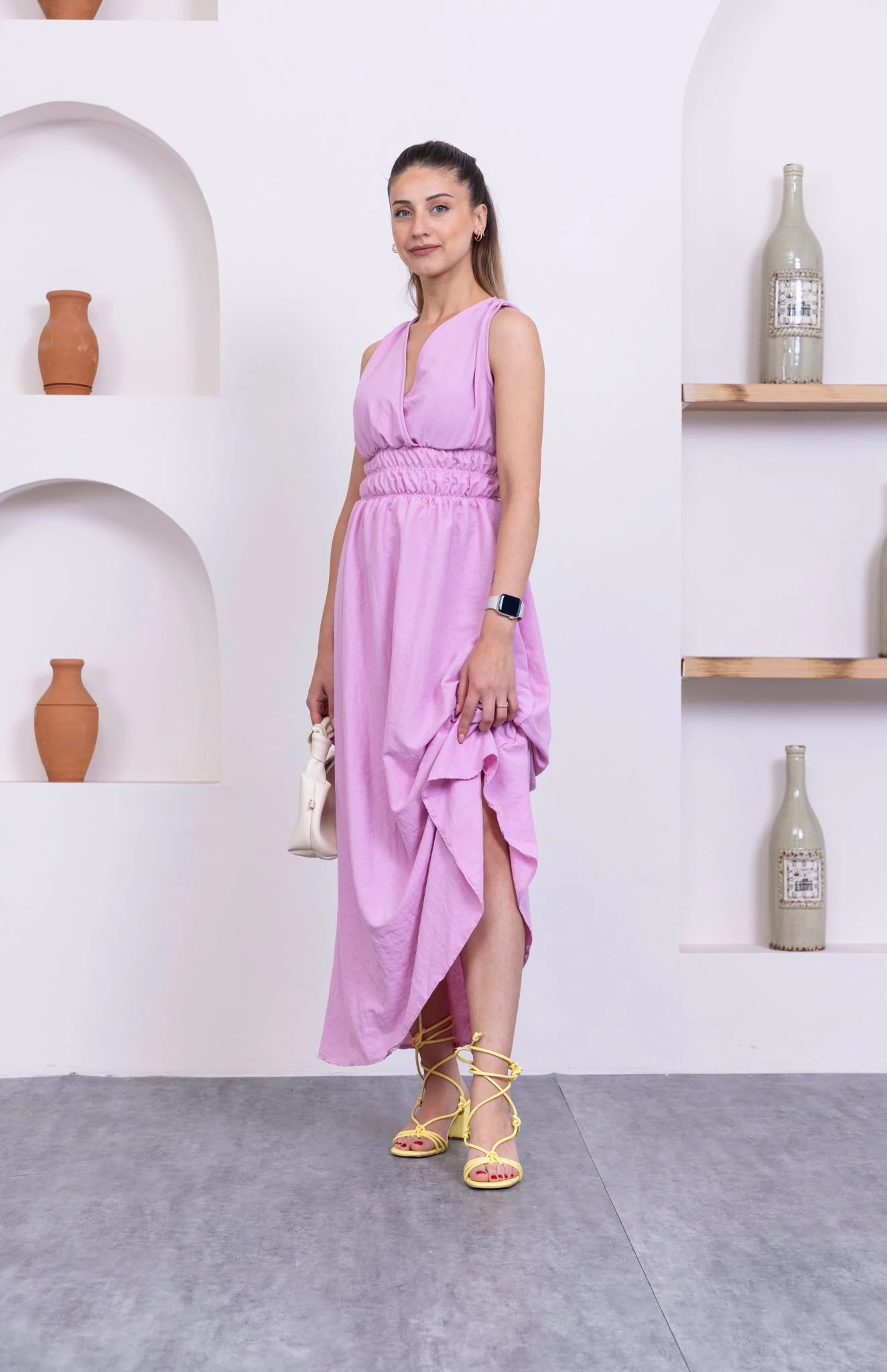 Lila Elbise midi boy 