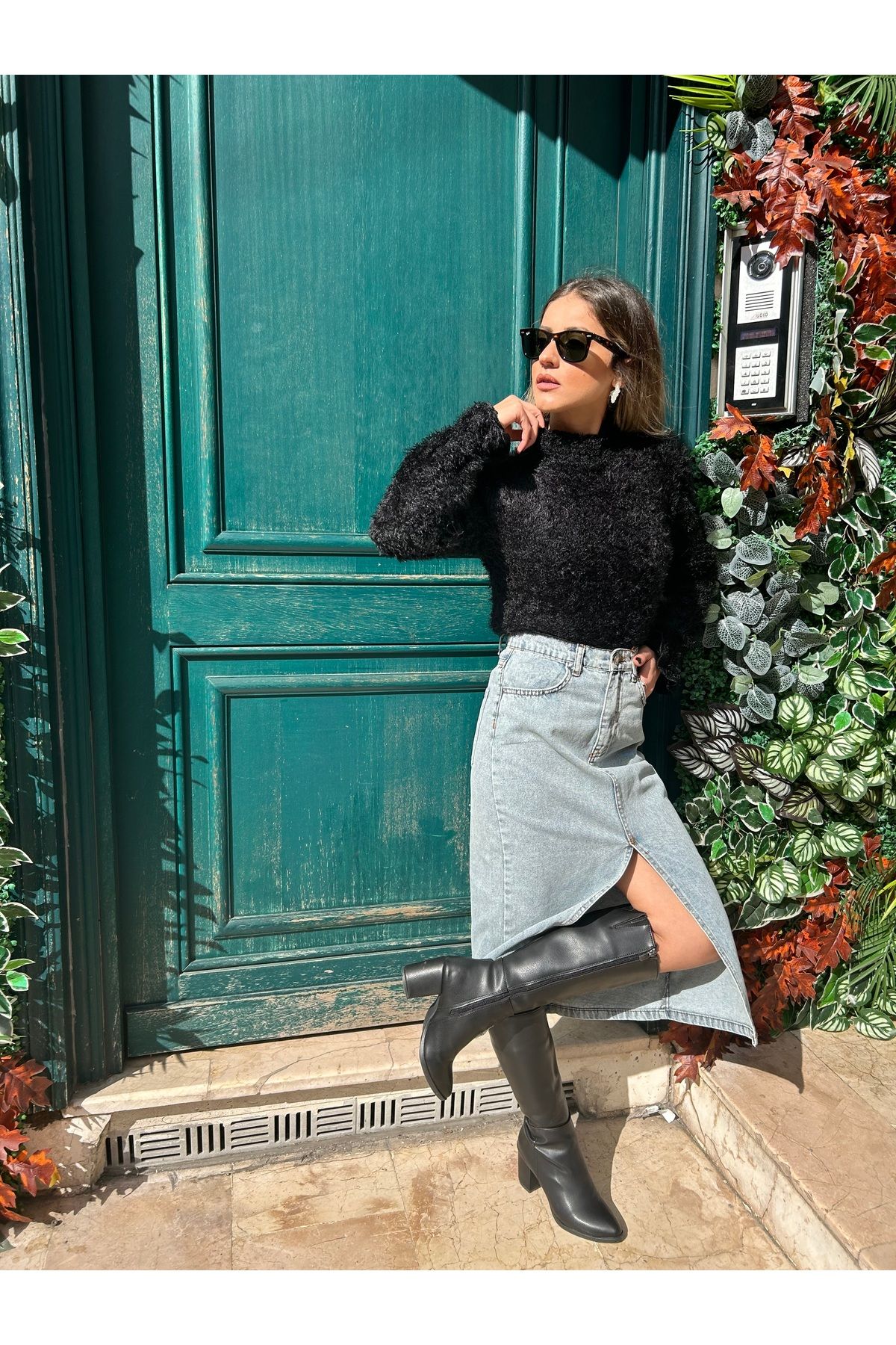 Tüylü Balıkçı Yaka Bluz