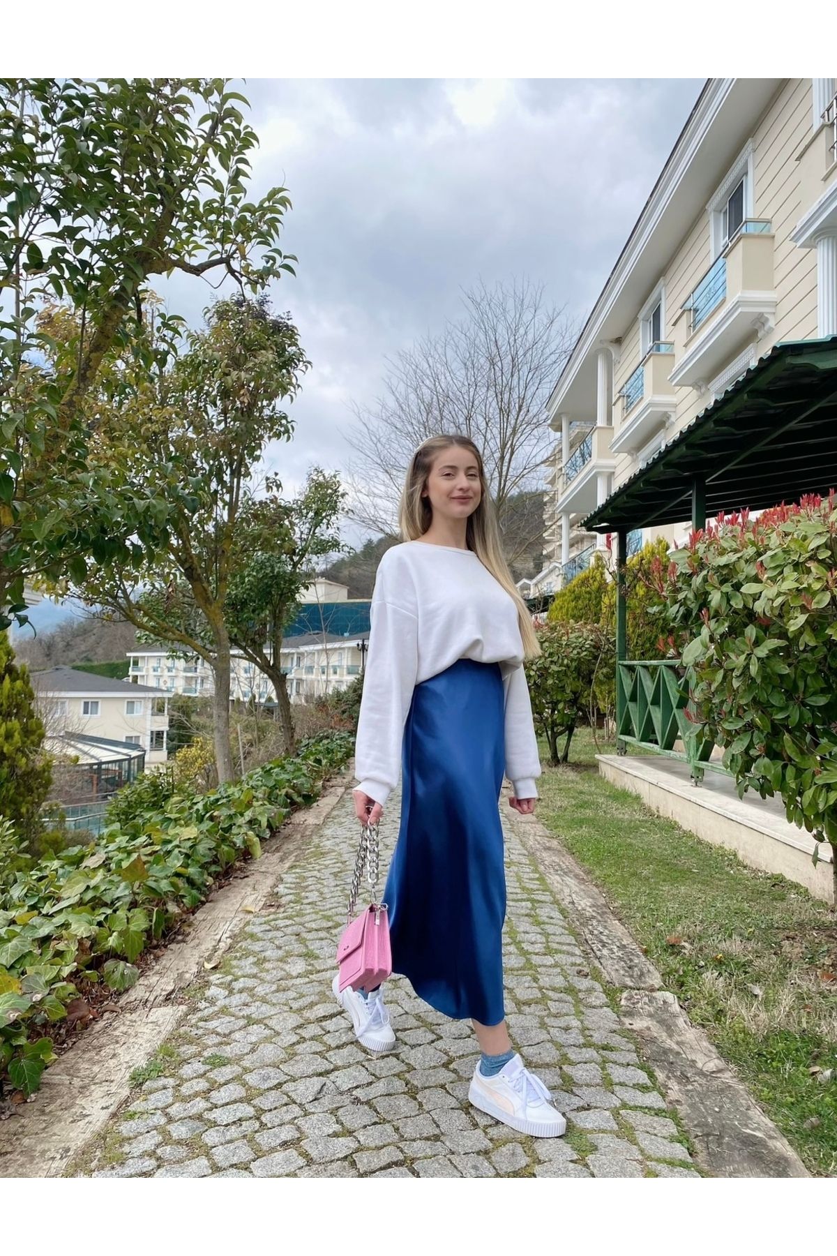 Petrol Mavisi Saten Etek