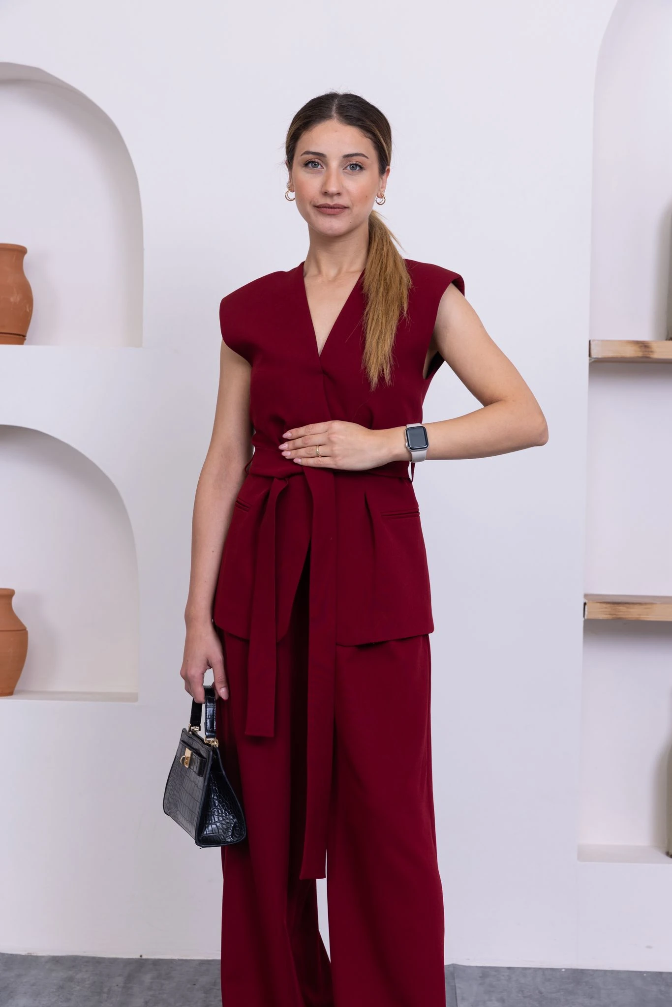 Yelek-pantolon siyah ikili takım 