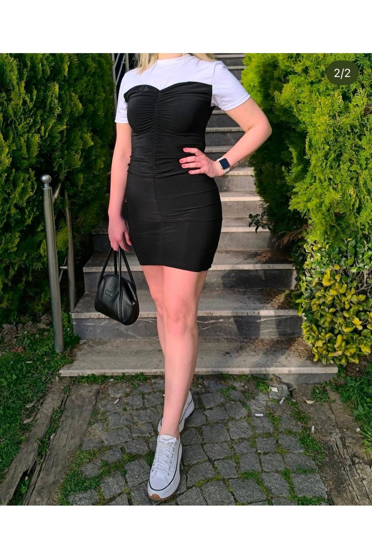 Straplez Görünümlü Mini Elbise